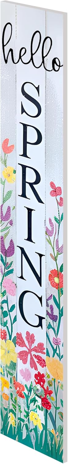 8"x48" Spring Welcome Sign for Front Porch, Hello Spring Porch Sign for Front Door Durable PVC Welcome Home Decorations for Outdoors p (Design 9)