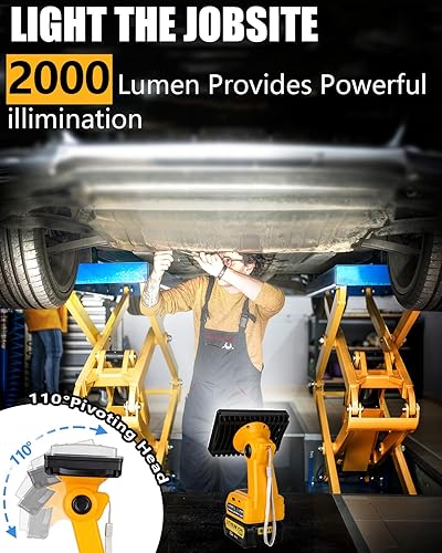 Miniatura 4 de WaxPar 18W para Dewalt Light alimentado por Dewalt 20V Max baterías de iones de litio, 2000LM para linterna Dewalt 20V proyector con puerto USB,