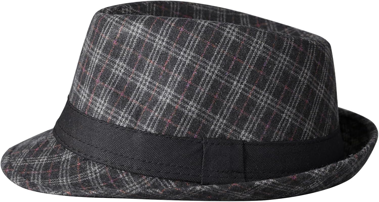 Classic Manhattan Fedora Hat for Men 20s Trilby Fedora-Hat Gangster Vintage Felt Godfather Gentleman Hat Panama Jazz Cap