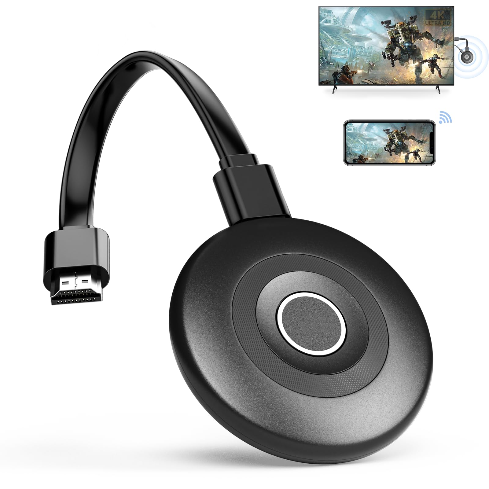 2026 Mpiolife 4k Wireless HDMI Dongle para TV- 2.4/5G WiFi Miracast Dongle, Plug & Play, HDMI Adapte Rceiver Compatible con Miracast, Airplay, DLNA para Teléfono Android, i-OS, PC to HDTV, Projector