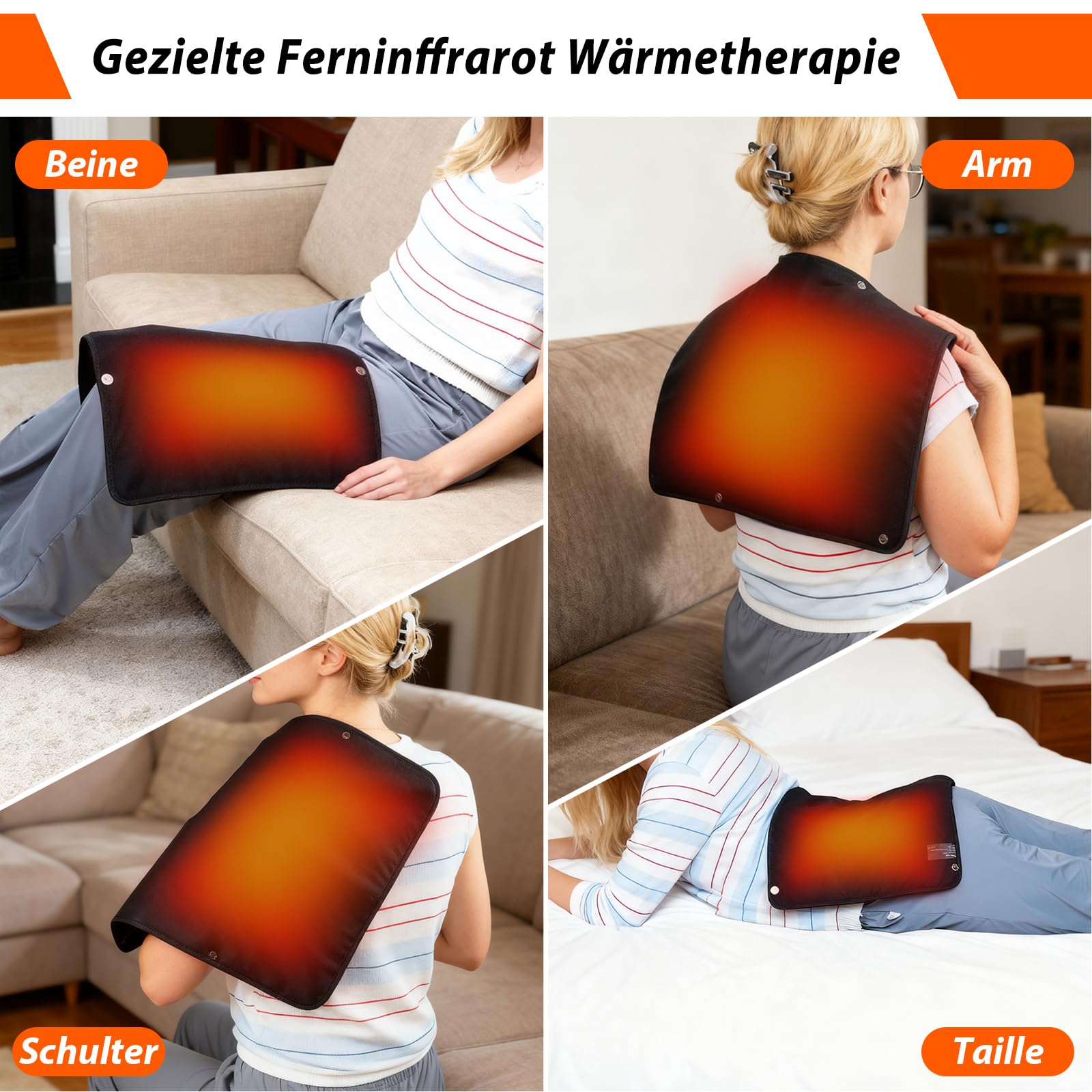 Coussin chauffant portable infrarouge lointain - Chauffe-pieds et mains - USB en néoprène - 5 mm ultra fin - Pliable et lavable - Idéal pour la maison, le bureau, l'extérieur et le camping
