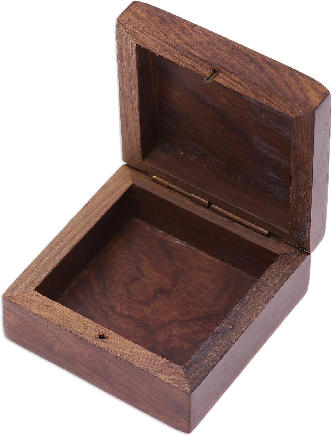 NOVICA Artisan Handmade Wood Decorative Box Mango with Brass Dot Inlay Hingedlid Brown India Accessories 'Refined Symmetry'
