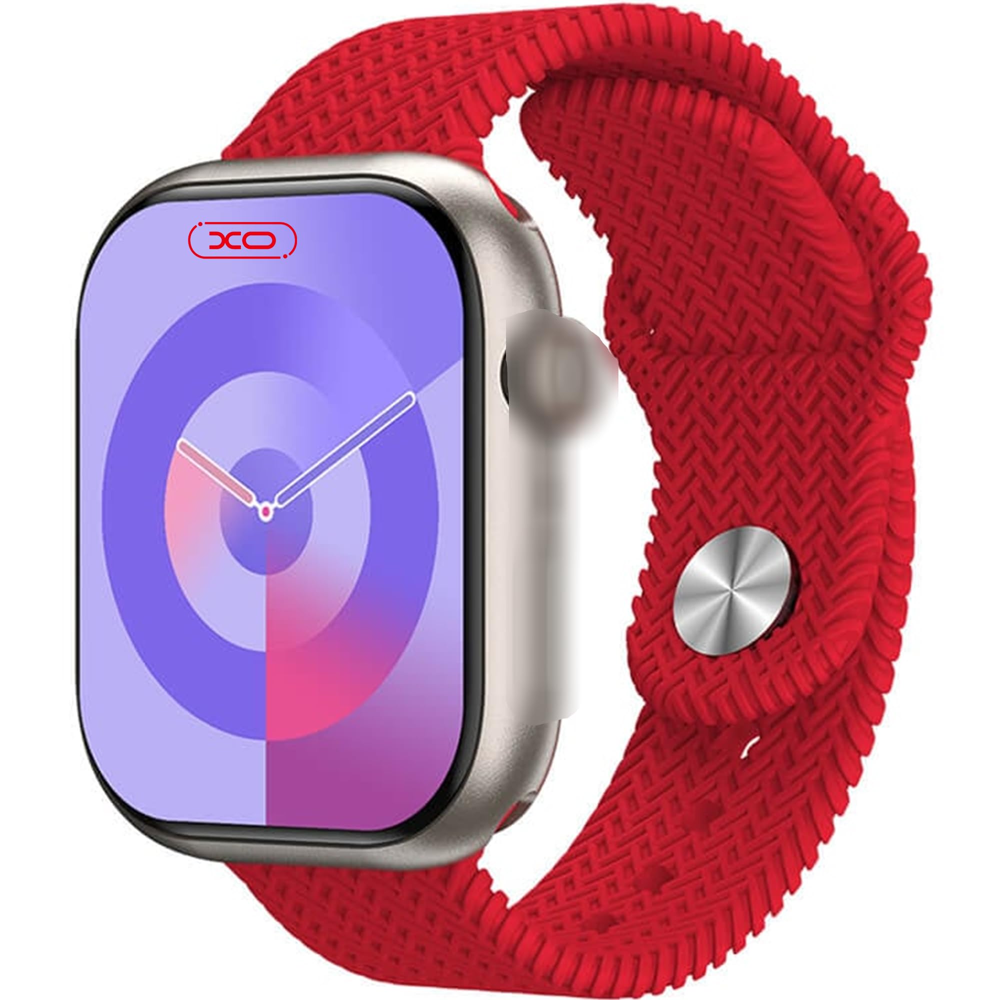 XO 2024 NEW HK9 Pro MAX+ Smart Watch With 45mm Amoled Screen, Chat GPT, IP68 Waterproof, Health Fitness Tracker Compatible with Android and IOS (Body: Silver | Strap: Red)