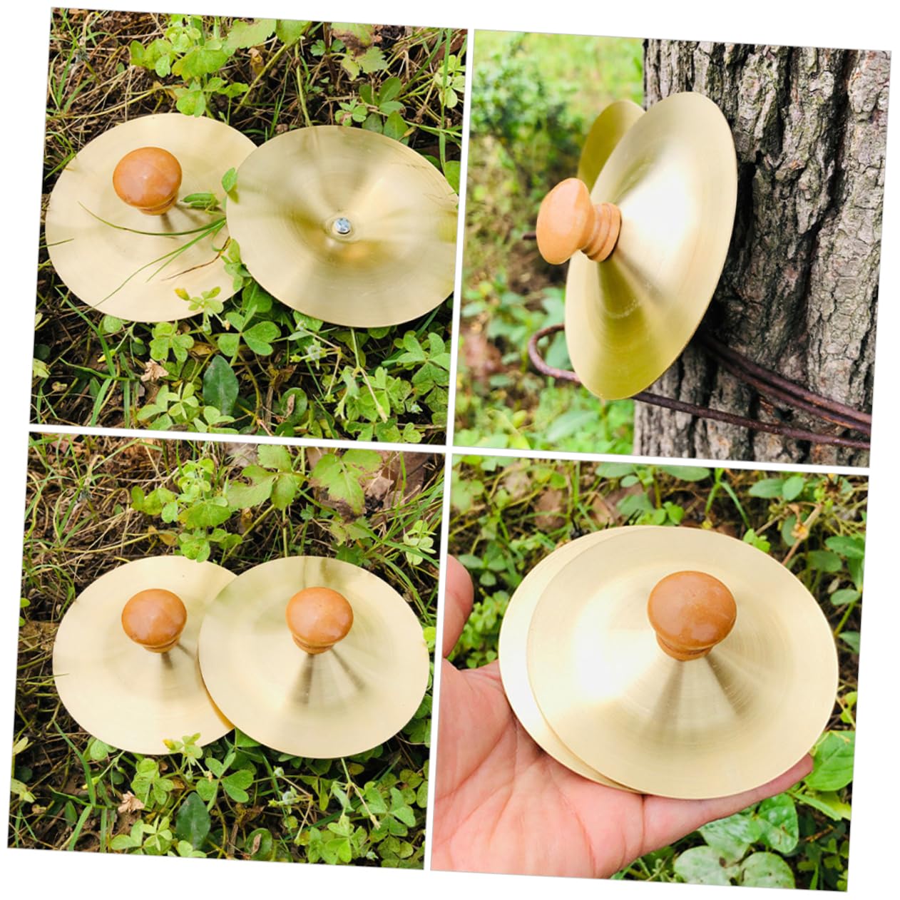 ERINGOGO 2Pcs Hand Cymbals with Wooden Handles Performance Instrument for Dance Parties Early Education and Entertainment Activities