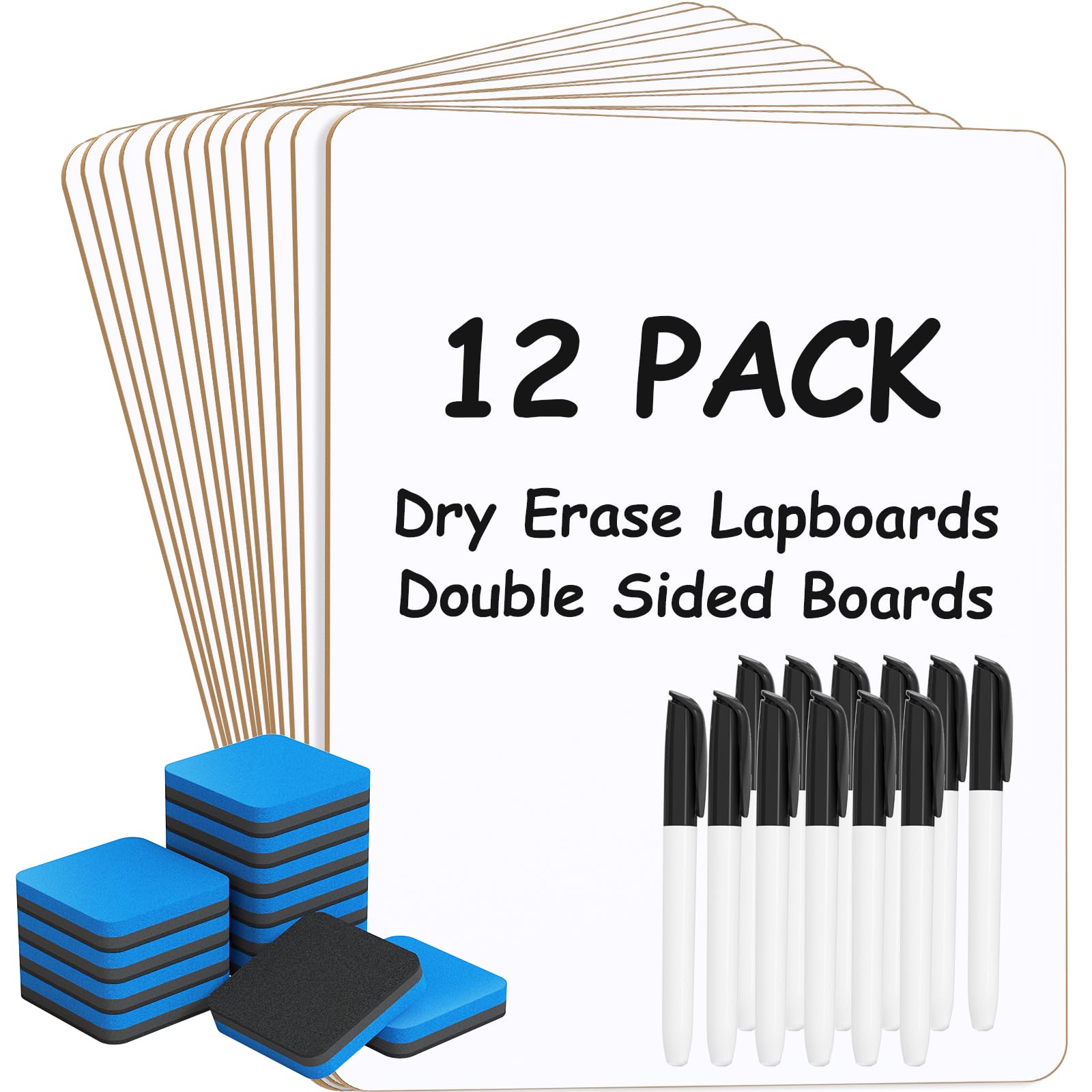 MaxGear Small White Board 12 Pack Dry Erase Boards, 9''x 12'' Mini Whiteboard Double Sided Portable Whiteboards for Students and Teachers School