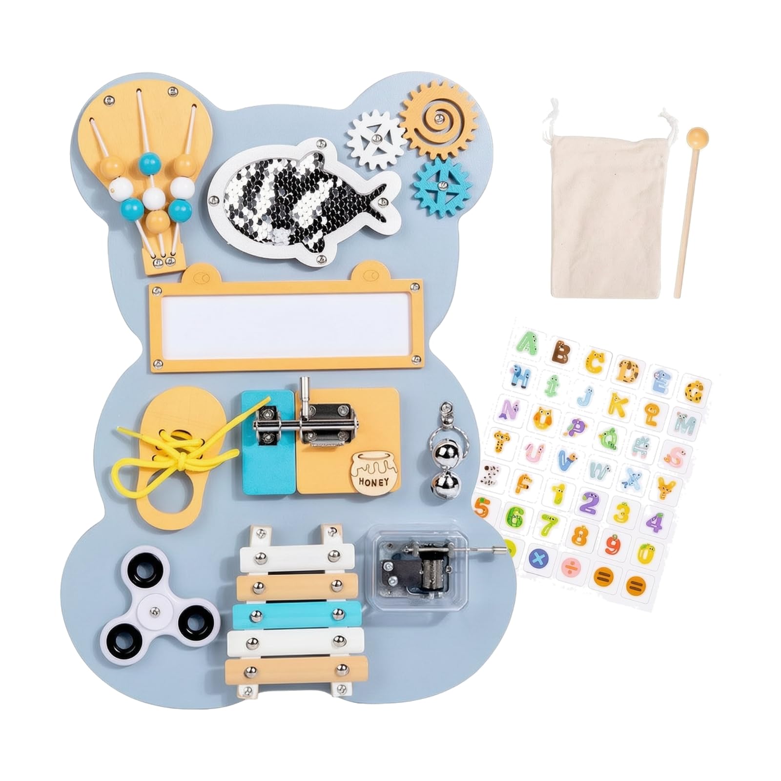Tablero Sensorial con Forma Oso Compacto Tablero Ocupado Seguro Juguete Educativo para Aula, Oso 1.5KG