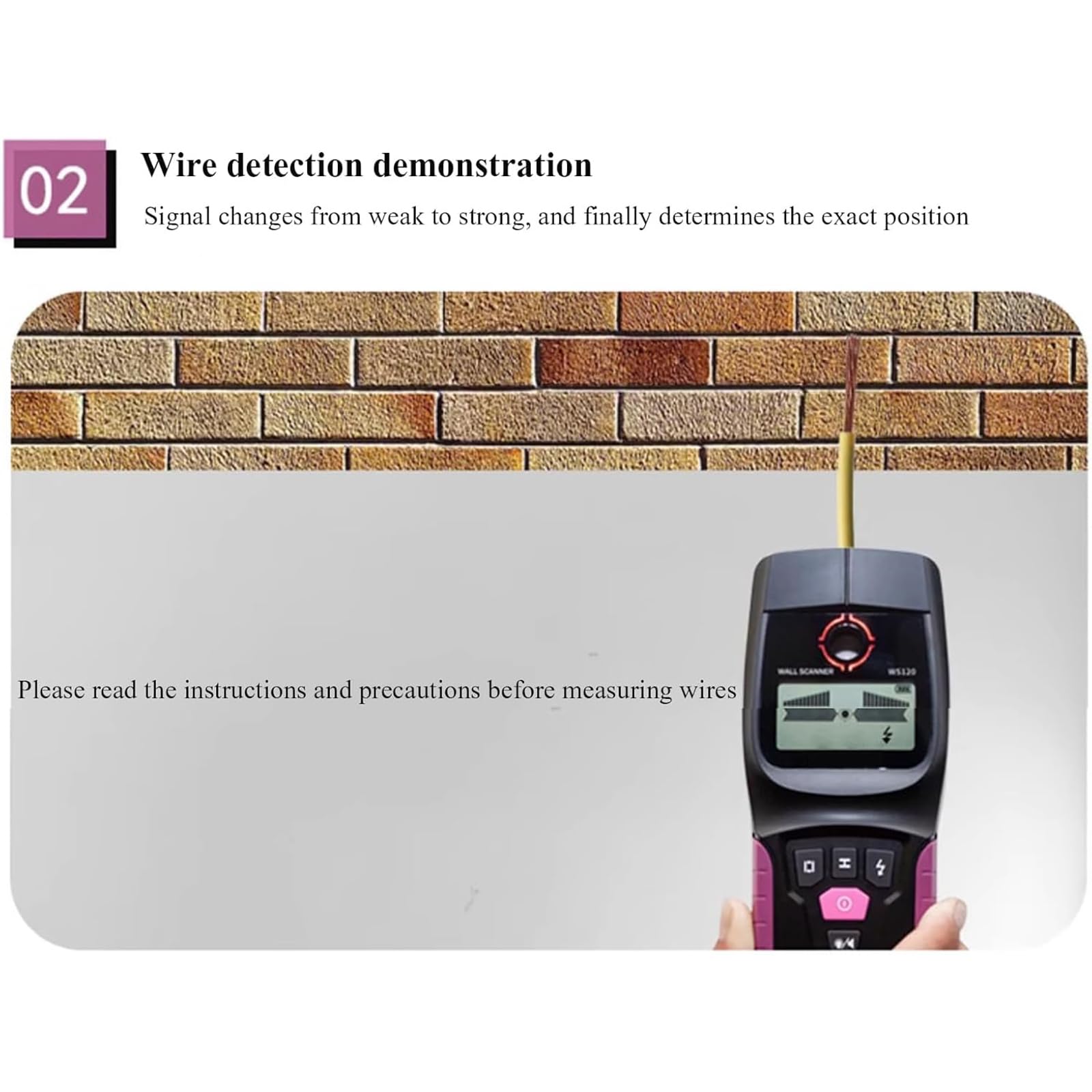 Detector De Pared, Escáner Multifuncional con Pantalla LCD Digital Y Alertas De Audio, Marca De Orificio Central, Detección De Profundidad De 110 Mm, para Metal, Cable, Madera