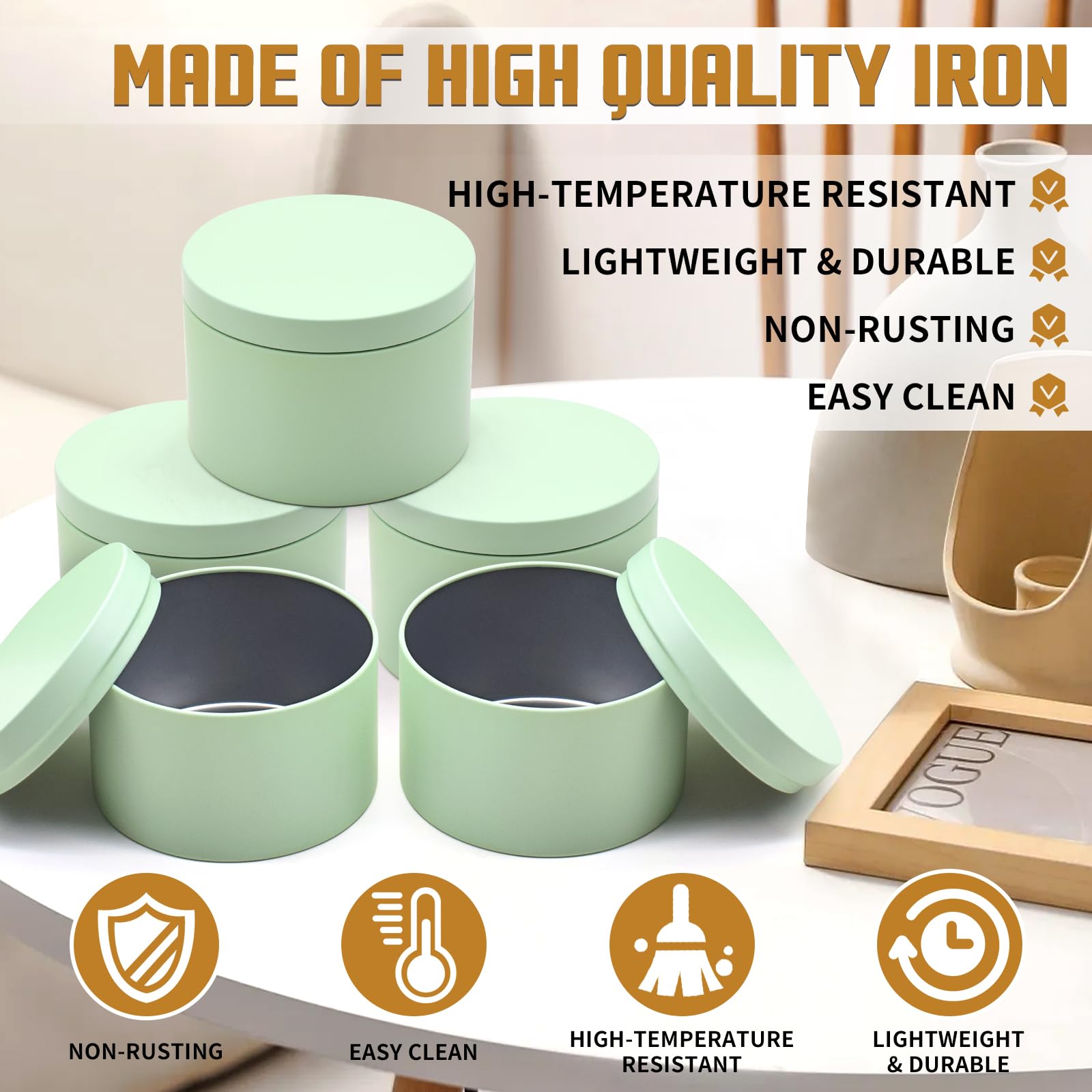 YJHSS Confezione da 24 barattoli per candele da 226,8 g, colore verde opaco di alta qualità, per realizzare candele, barattoli vuoti con coperchio, contenitori per candele da 226,8 g, per realizzare