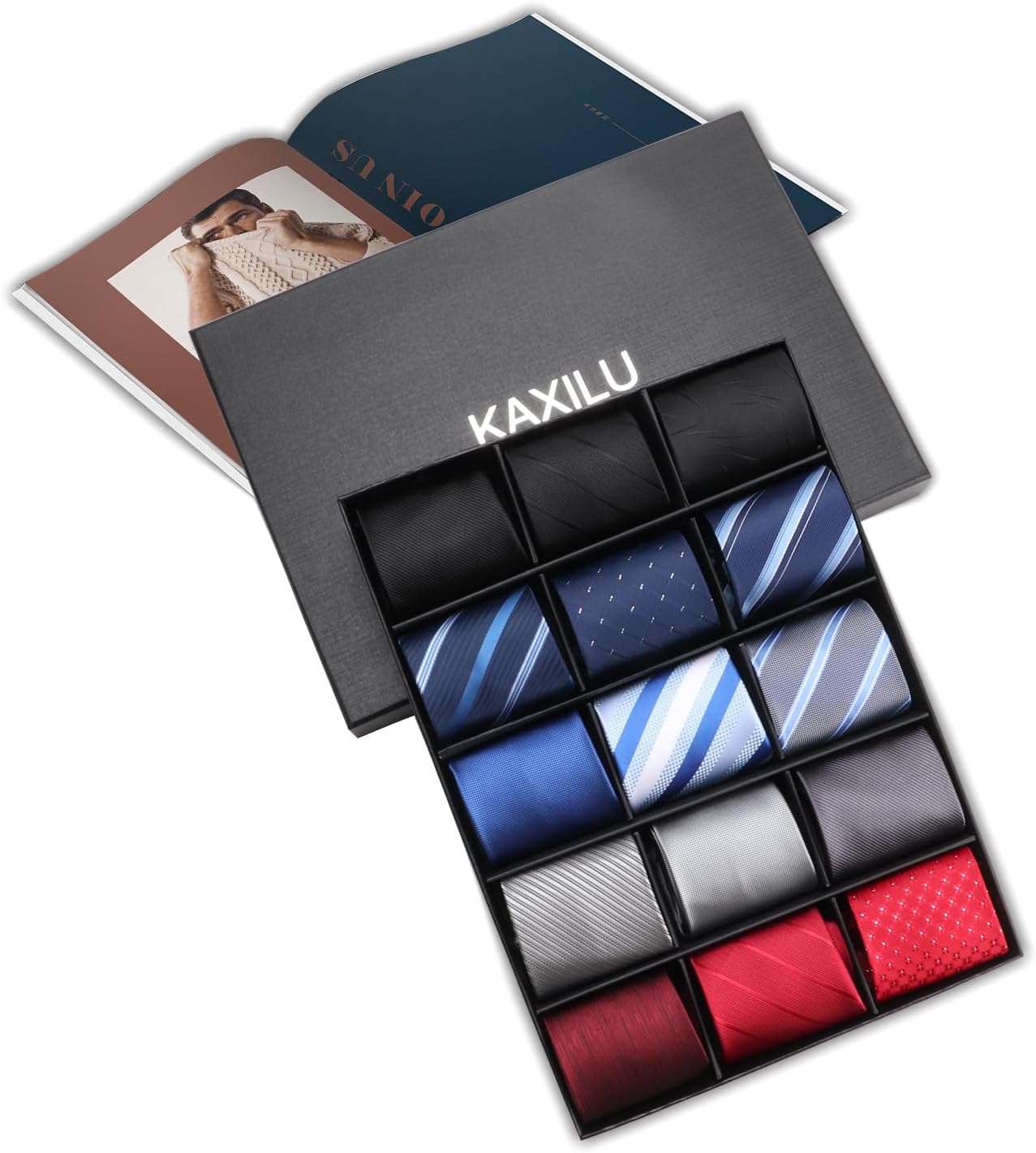 kaxilu Mens Neckties Men's Adjustable Pretied Ties Set, Assorted Zipper Ties for Men, Silky Zip Up Ties