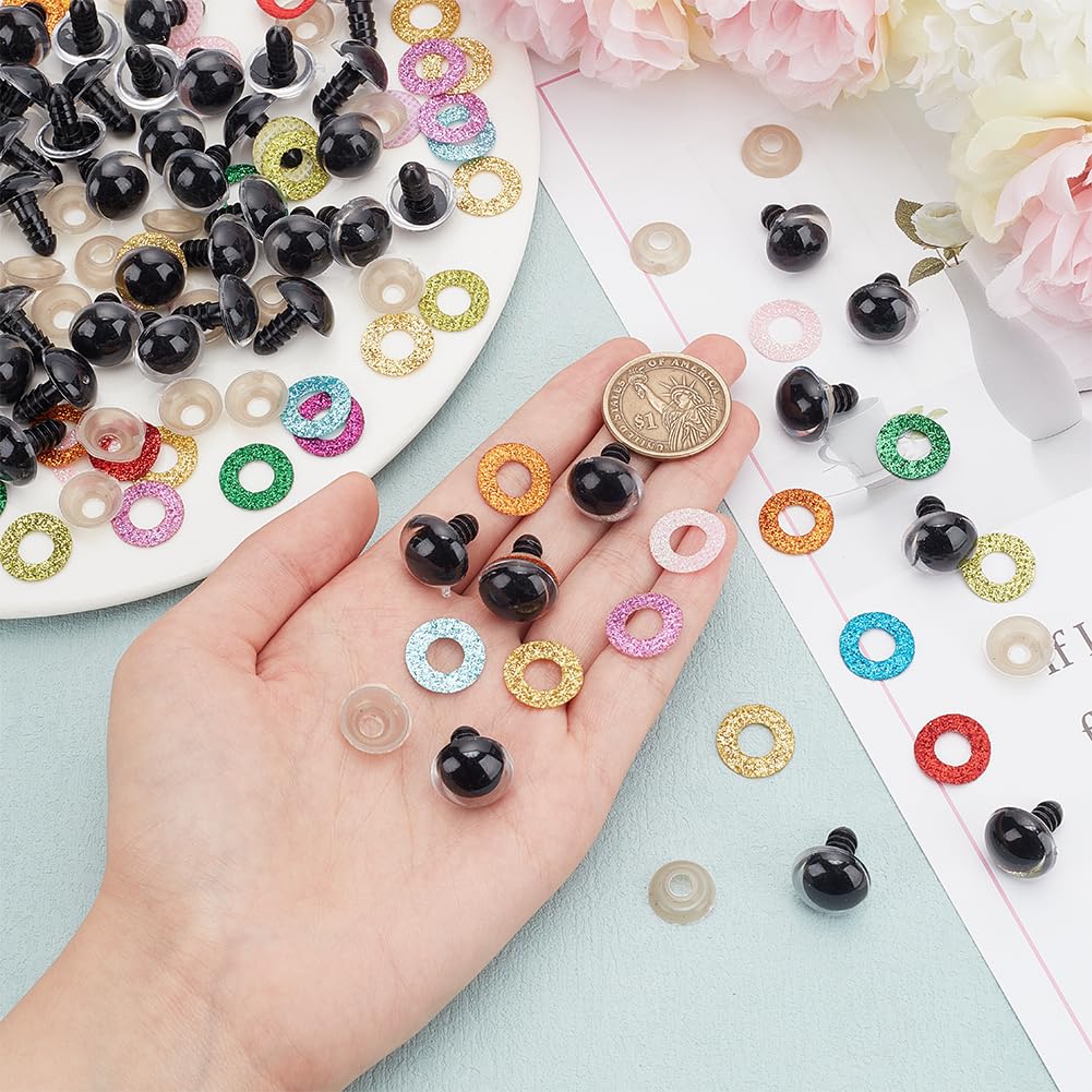 PH PandaHall Sicherheitsaugen 35 Mm – 24 Sets Bunte Glitzeraugen Für Plüschtiere & Amigurumi