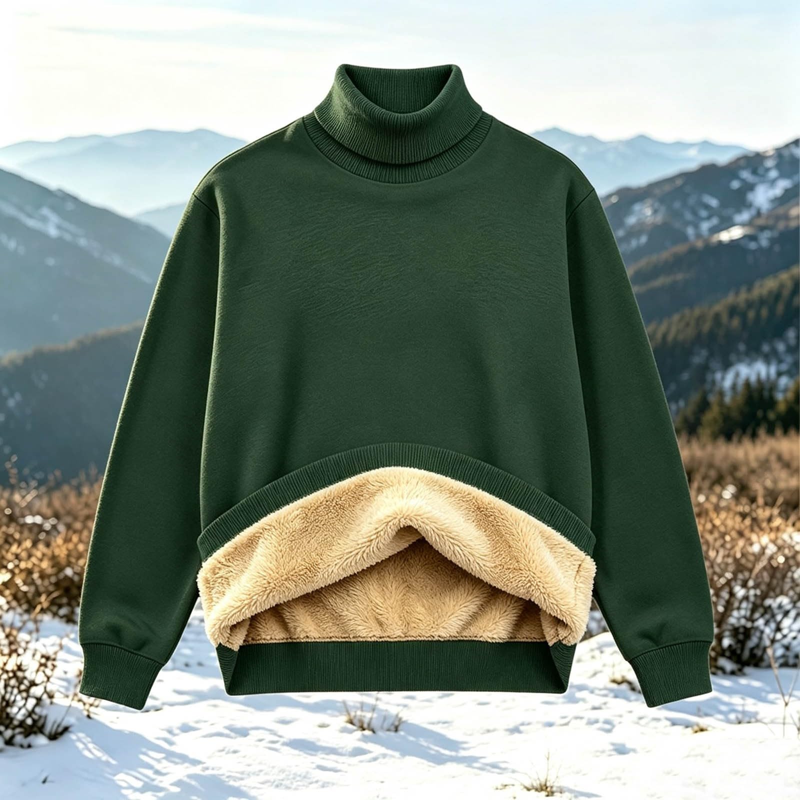 Fleecepullover Herren Winter Pullover Warm Fleece Rollkragenpullover Sherpa Gefüttert Sweatshirt Dicke Plüsch Langarmshirt Thermo Bequeme Herrenpullover Freizeit Bekleidung Fashion Oberteile XS-3XL