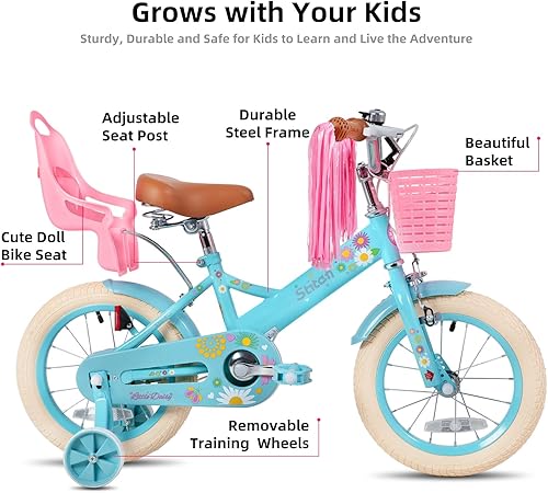 Miniatura 2 de JOYSTAR Little Miss - Bicicleta infantil para niñas de 2 a 9 años, 12, 14, 16, 18 pulgadas, bicicleta de princesa con ruedas de entrenamiento,