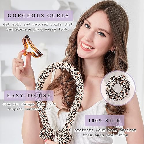Miniatura 4 de Diadema de seda sin calor, rulos sin calor, rizadores con cintas para dormir, rizadores de pelo de onda suave, herramientas de peinado para cabello