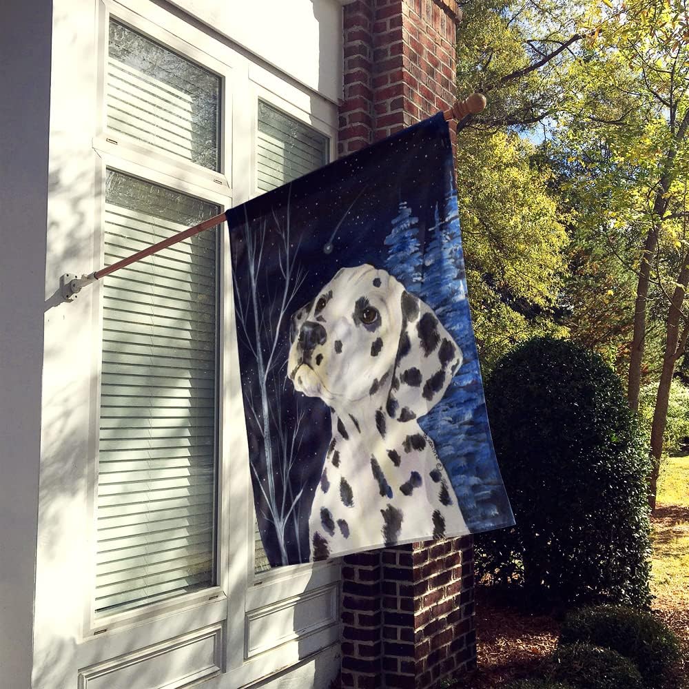 Caroline's Treasures SS8370CHF Starry Night Dalmatian Flag Canvas, Large, Multicolor
