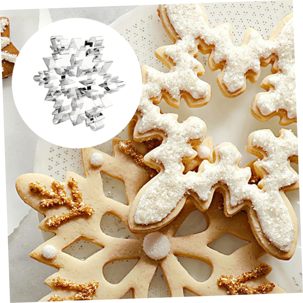 Alipis 2pezzi Stampo per Biscotti Forma di Fiocco Natale in Acciaio Inox per Torte Dolci in Pasta di Zucchero Riutilizzabile Facile da Pulire