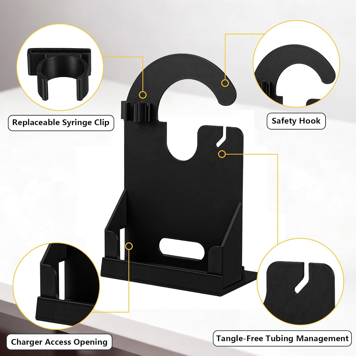 G Tube Feeding Pump Holder Compatible with Infinity Pump – G Tube Accessories, Lightweight Durable with Sliding Base Tray for Home Travel (Black)