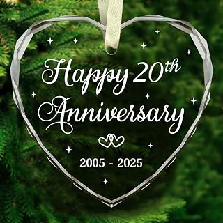 BSQUIELE Happy 20th Anniversary Ornament 2025 - Christmas Ornament for 20th Anniversary - 20th Wedding Ornament - 20 Year of Marriage Gifts for Couple - Birthday Gift for Husband, Wife