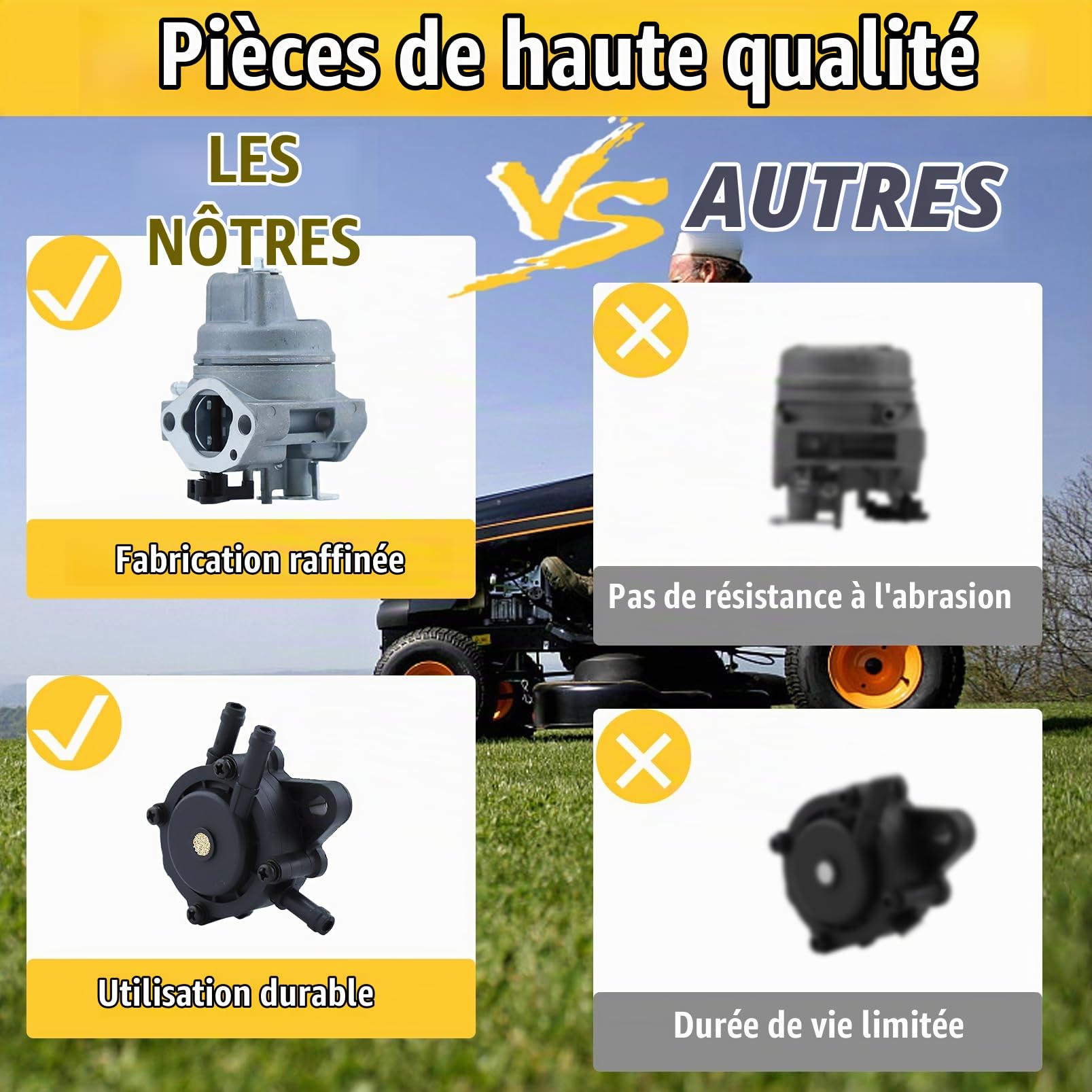 EA175V EA190V Carburateur Laveuse à Pression pour Subaru Robin EV190A pour Honda XR2750 Troy-Bilt TB130 020344 pour Husqvarna HU700F Tondeuse à Gazon avec Bougie d'Allumage Filtre à Air etc.