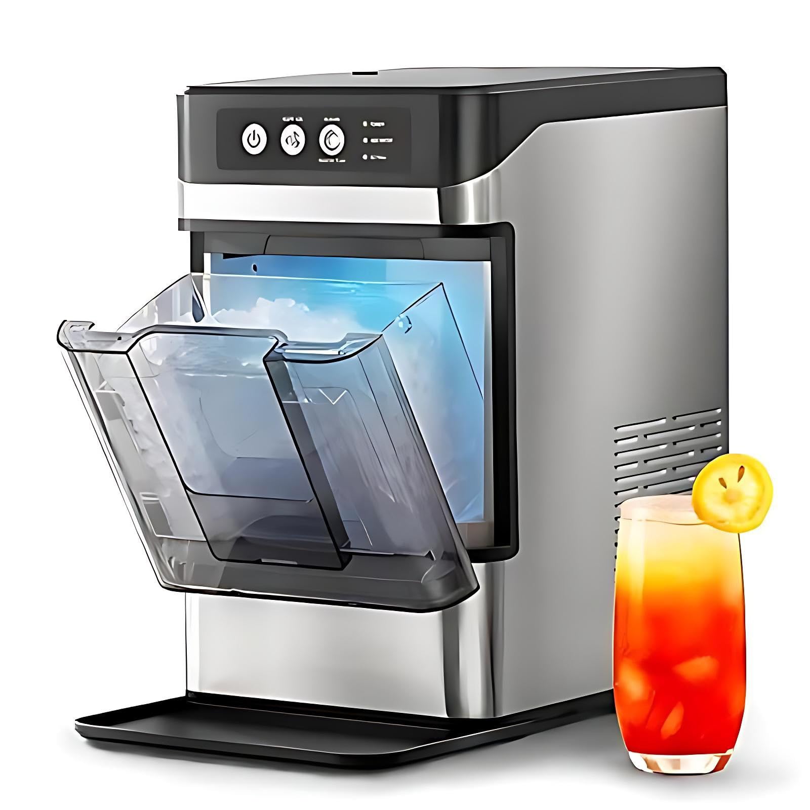 Il Produttore di Ghiaccio per Pepite 37,5 Lbs/Day Rende Il Ghiaccio Masticabile in 5-10 Minuti con L'unità di Sicurezza Auto-Pleante del Serbatoio Rimovibile per Home Office Party