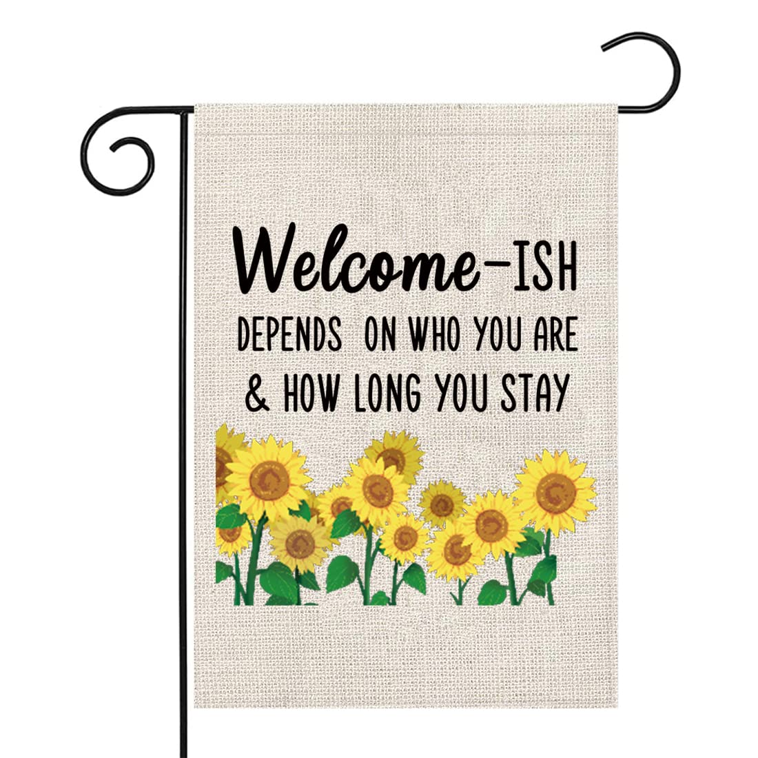 Gartenflagge "Welcome-ish" Mit Sonnenblumen – Witziger Spruch, Wetterfest