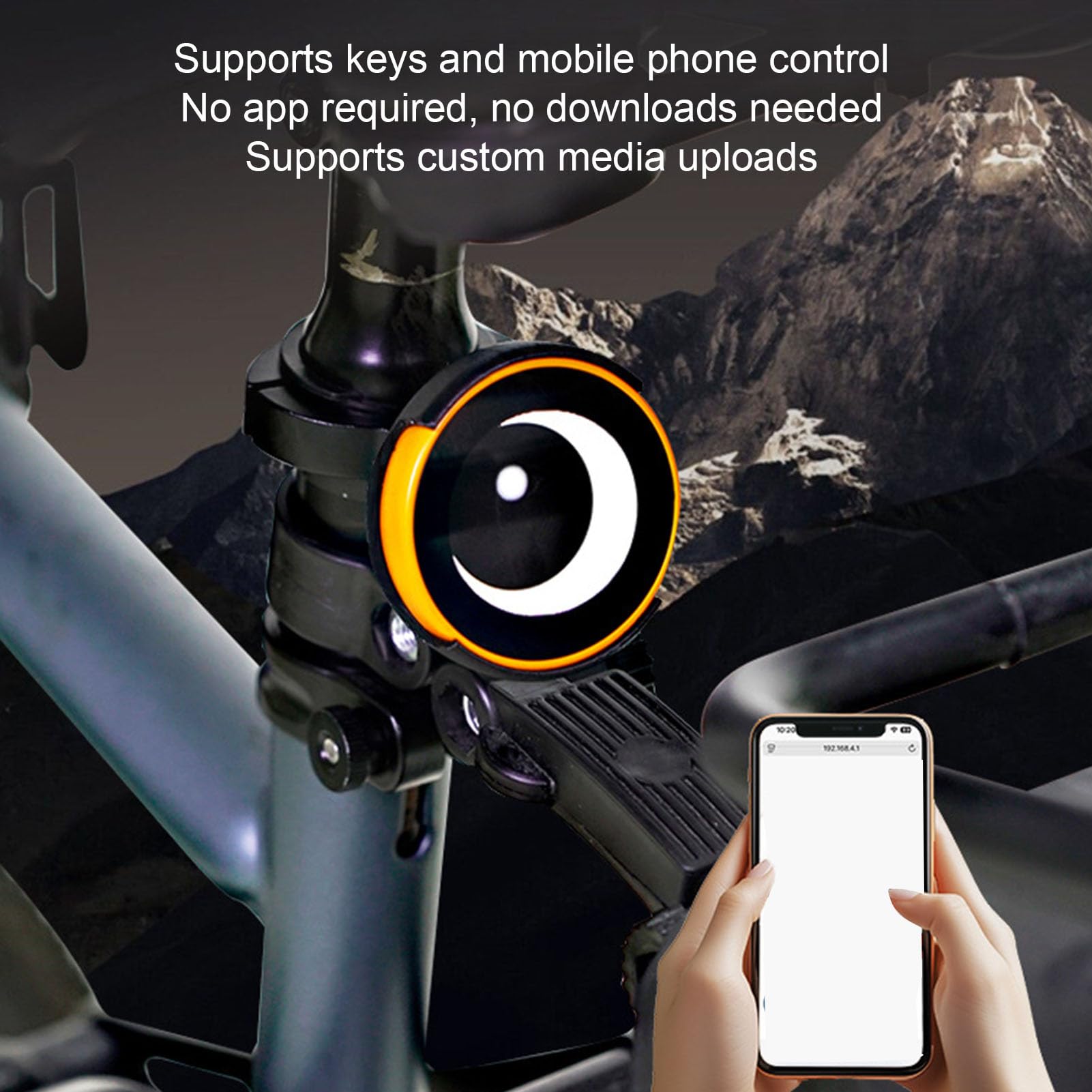 Luz Trasera de Bicicleta con Pantalla HD de 1,9 Pulgadas para Conducción Nocturna, Luces de Bicicleta con Control Táctil, Soporte GIF Conexión Inalámbrica Luces Traseras de