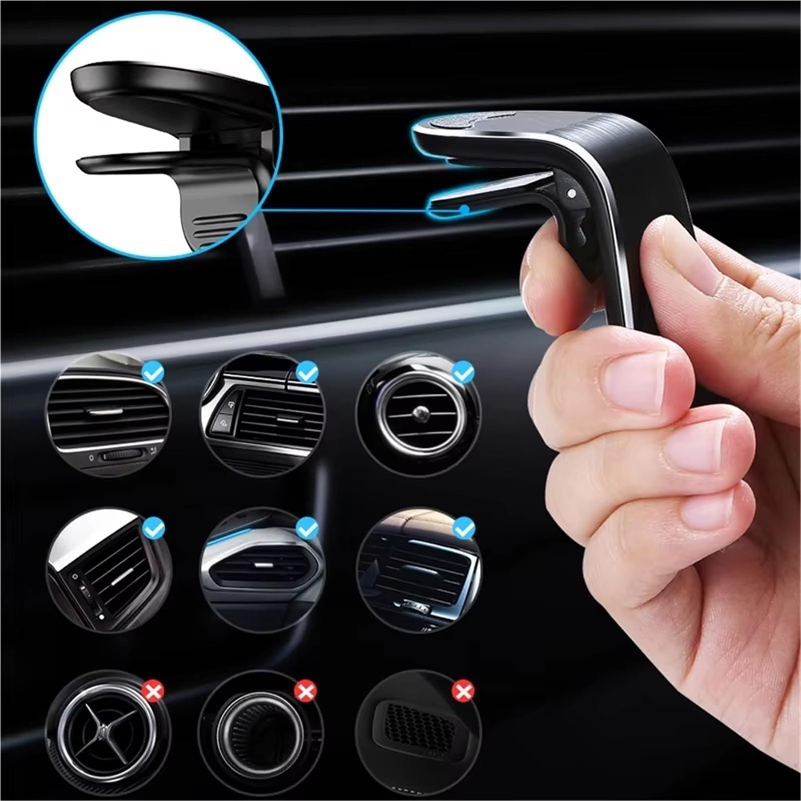 Per Samsung Supporto Magnetico Universale Cellulare Per Bocchette Ventilazione GPS Per Smartphone Supporto Telefono Auto(Silvery)