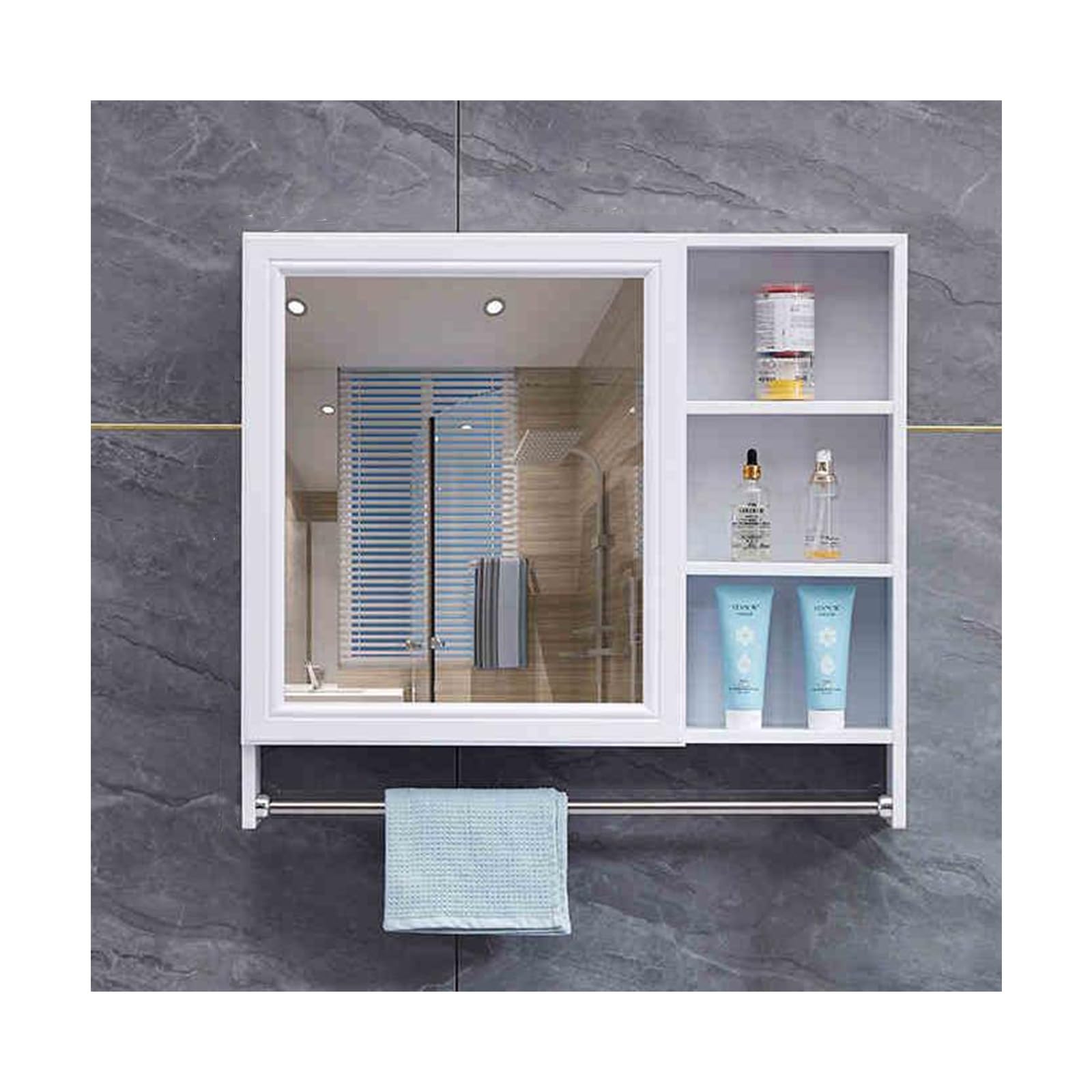 FGXHHS Wall Mounted Cabinet - Stylish White Storage Cupboard with Mirror, 80cm/31.5in Vanity Cabinet, Space-Saving Solution for Modern Bathrooms