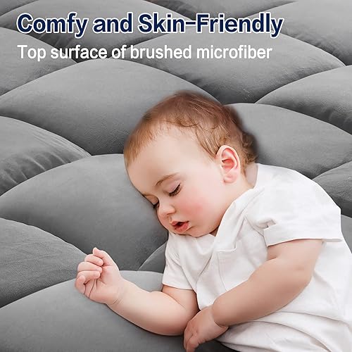 Miniatura 3 de Sopat Cubrecolchón de tamaño King, extragrueso, de 8 a 21 pulgadas, bolsillo profundo, relleno alternativo suave, protector de colchón, 78 x 80