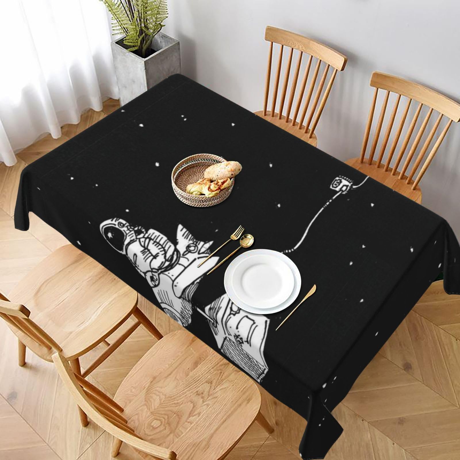 BNVSADC Astronaut galaxy trippy Printed Rectangle Tablecloth 228x152 CM, Water Resistant Polyester Table Cloth Decorative Fabric Table Covers for Kitchen Dining Table Parties Camping