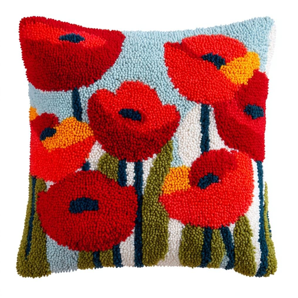AxiangziK DIY Latch Hook Kits 43x43cm,Red Flowers