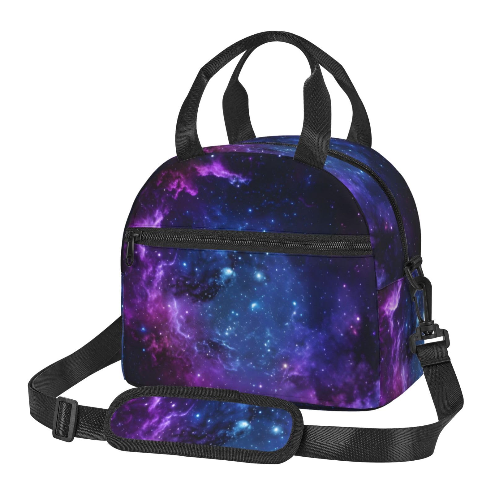 Galaxy Space Sky Insulated Lunch Bag, Reusable Portable Thermal Leak-Proof Waterproof Lunch Tote for Kids/Adults,Detachable Strap, Spacious Compartment for School, Office & Picnics (9x5x7.8in)