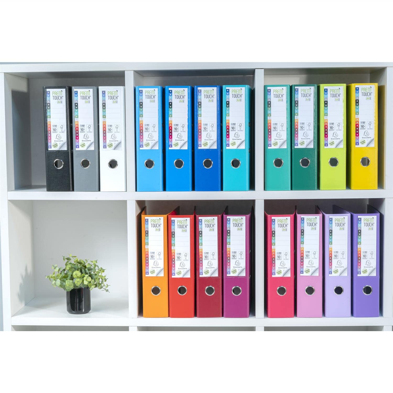 EXACOMPTA Lot de 10 Classeurs Levier Prem'Touch int et ext PP - Dos 80mm - A4 maxi Coloris Aléatoire