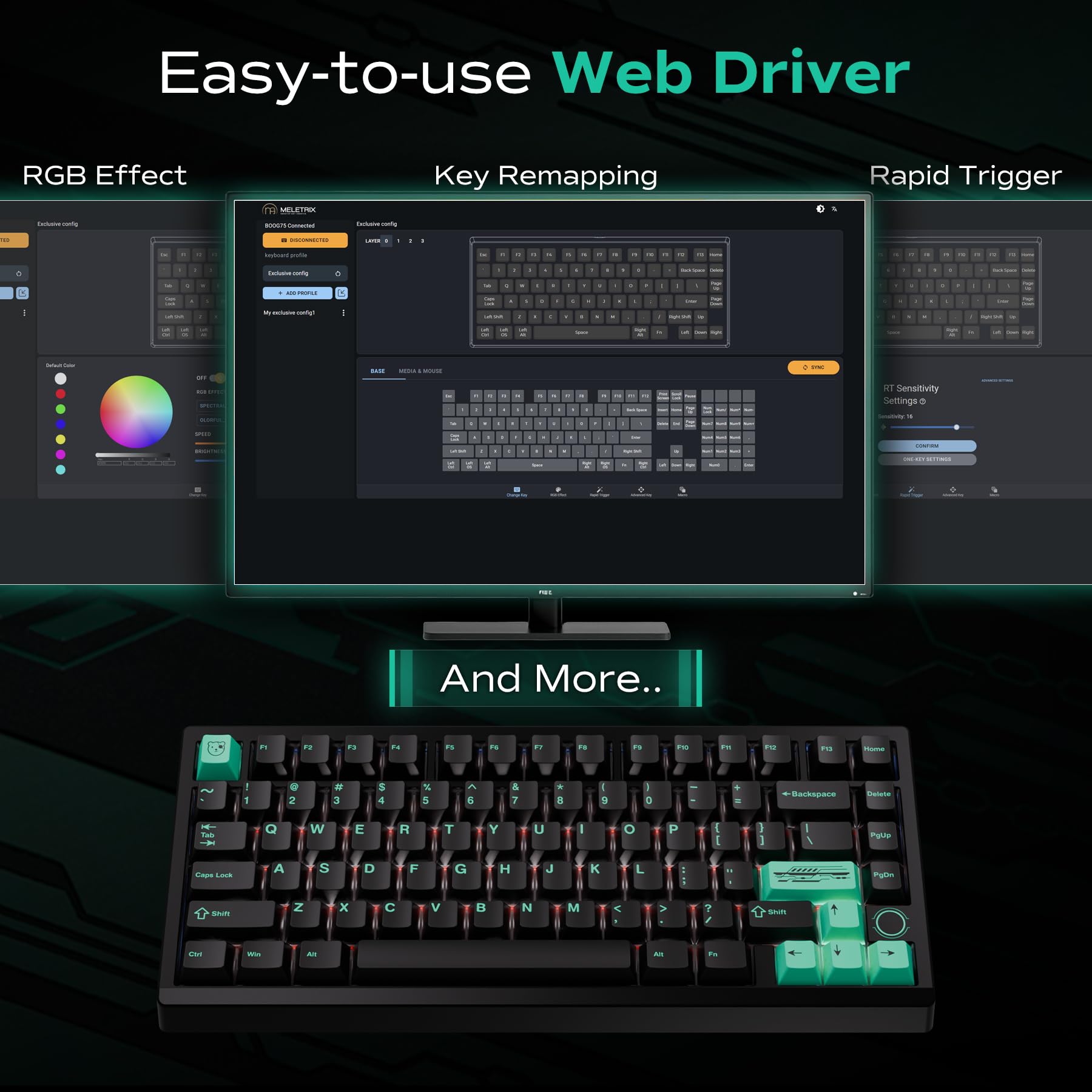 BOOG75 Tastiera da gioco al 75% con interruttori magnetici GATERON KS-37B, tastiera ad effetto Hall a scatto rapido, hot swap, montaggio con guarnizione, tastiera HE in alluminio personalizzata