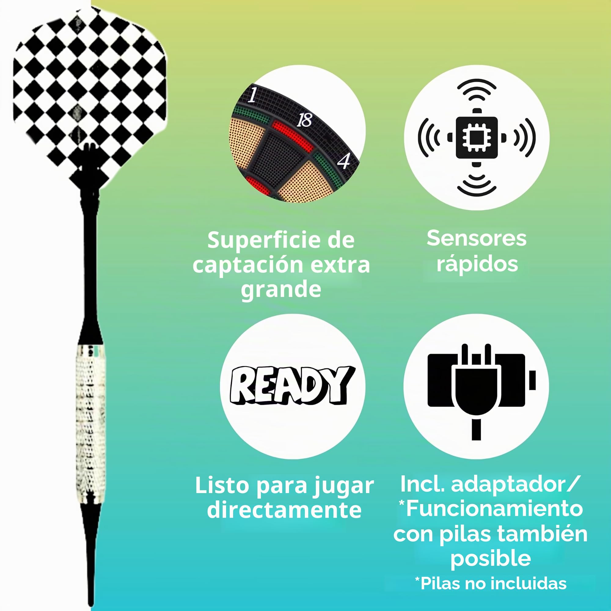 Best Sporting Chester 2 Diana electrónica con Pantalla LCD, 6 Dardos y Puntas de Repuesto, Unisex, 1-8 Spieler