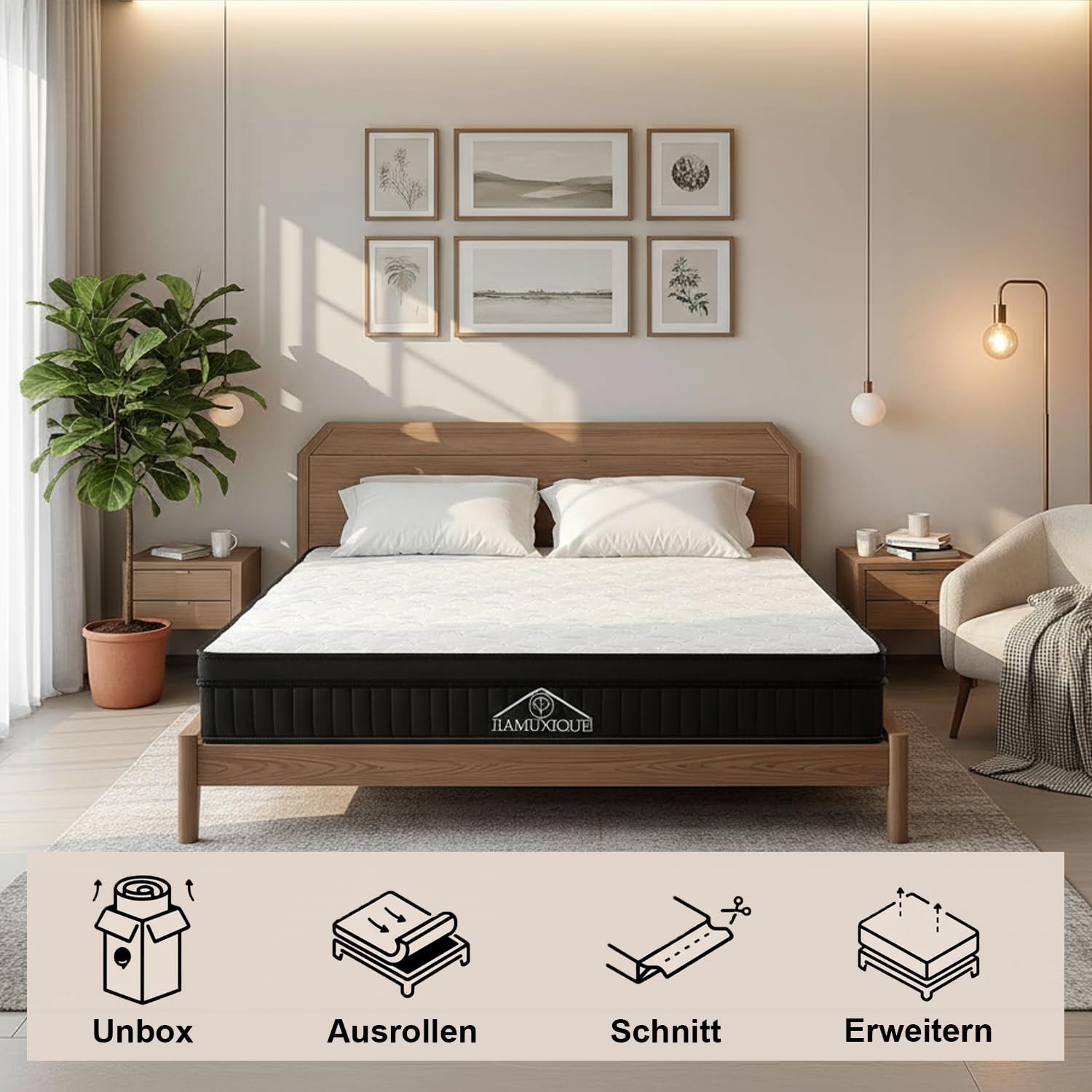 Materasso 90 x 200 cm, altezza 25 cm, durezza H3 media, materasso ibrido a 7 zone, materasso ortopedico a molle insacchettate con schiuma confortevole, traspirante, riduzione della