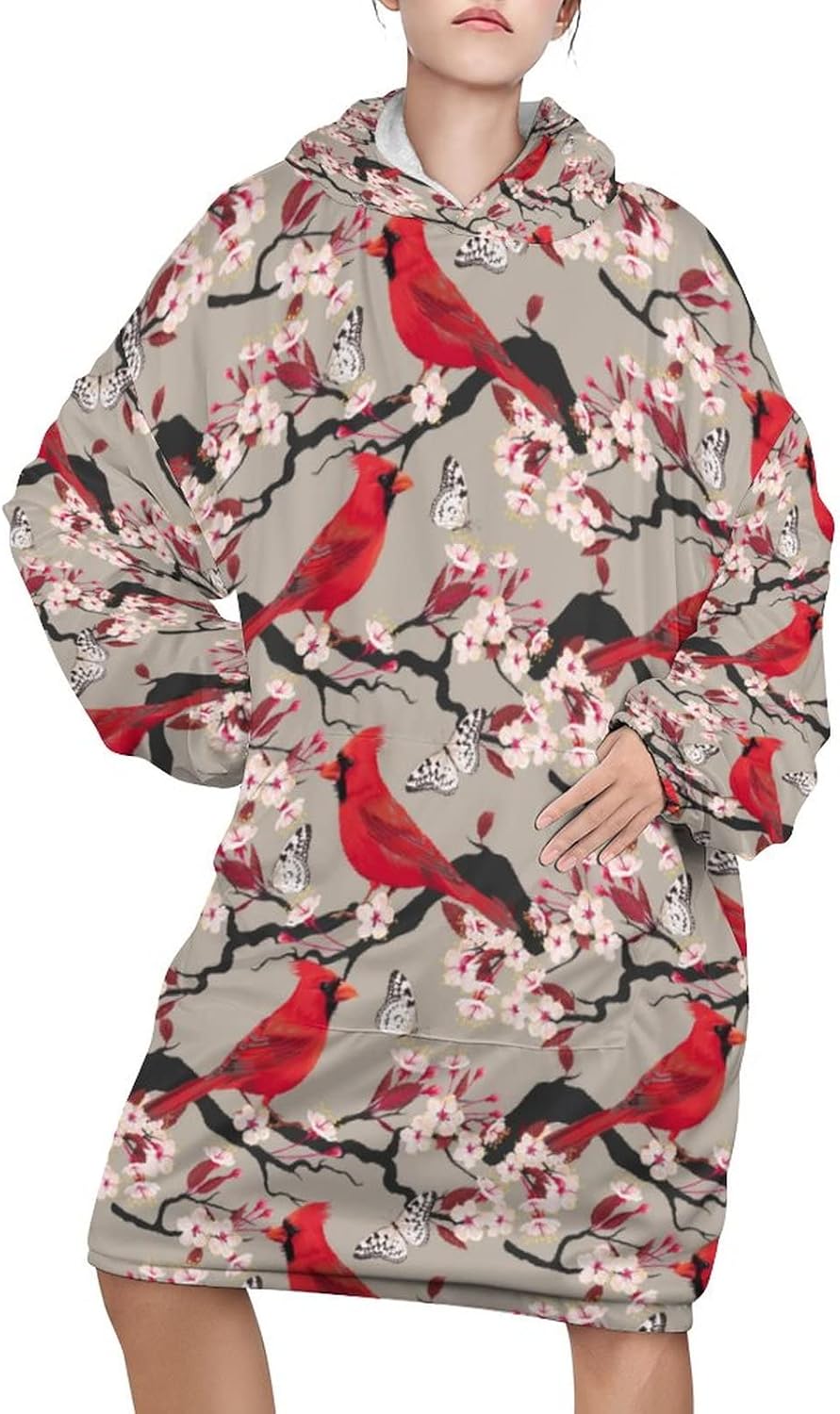 Wearable Blanket Hoodie Oversized Sherpa Hooded Sweatshirt Blanket for Women Men