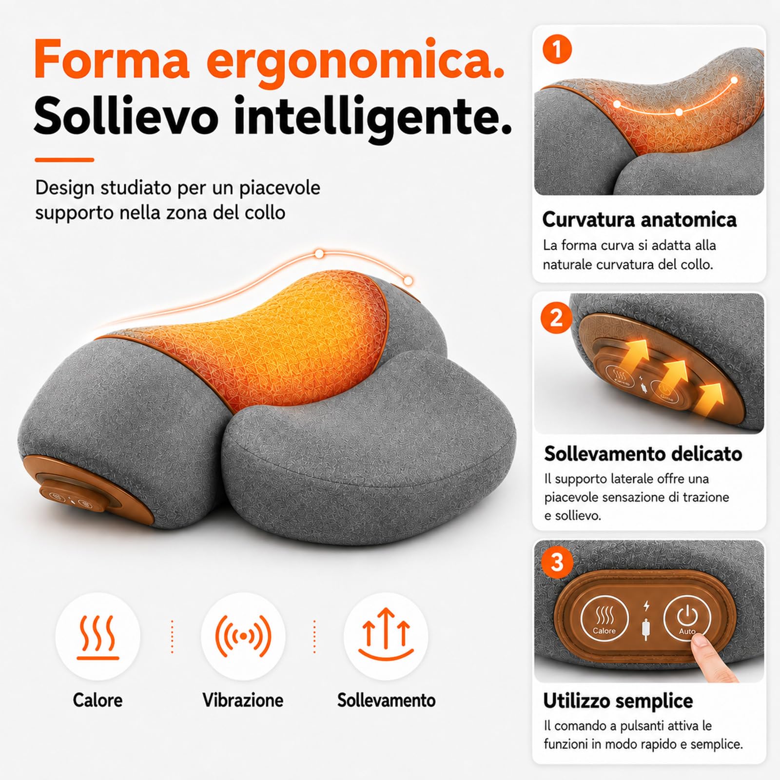 Elitary Reset Cuscino Massaggiante, Elitary Reset Cervicale (Grigio)