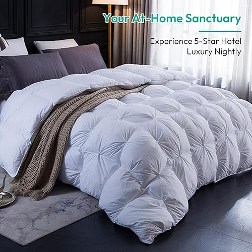 Miniatura 3 de Three Geese - Edredón de plumón de plumas de ganso plisado, tamaño Palatial King, potencia de relleno de 750 +, 1200 hilos de tela de algodón,