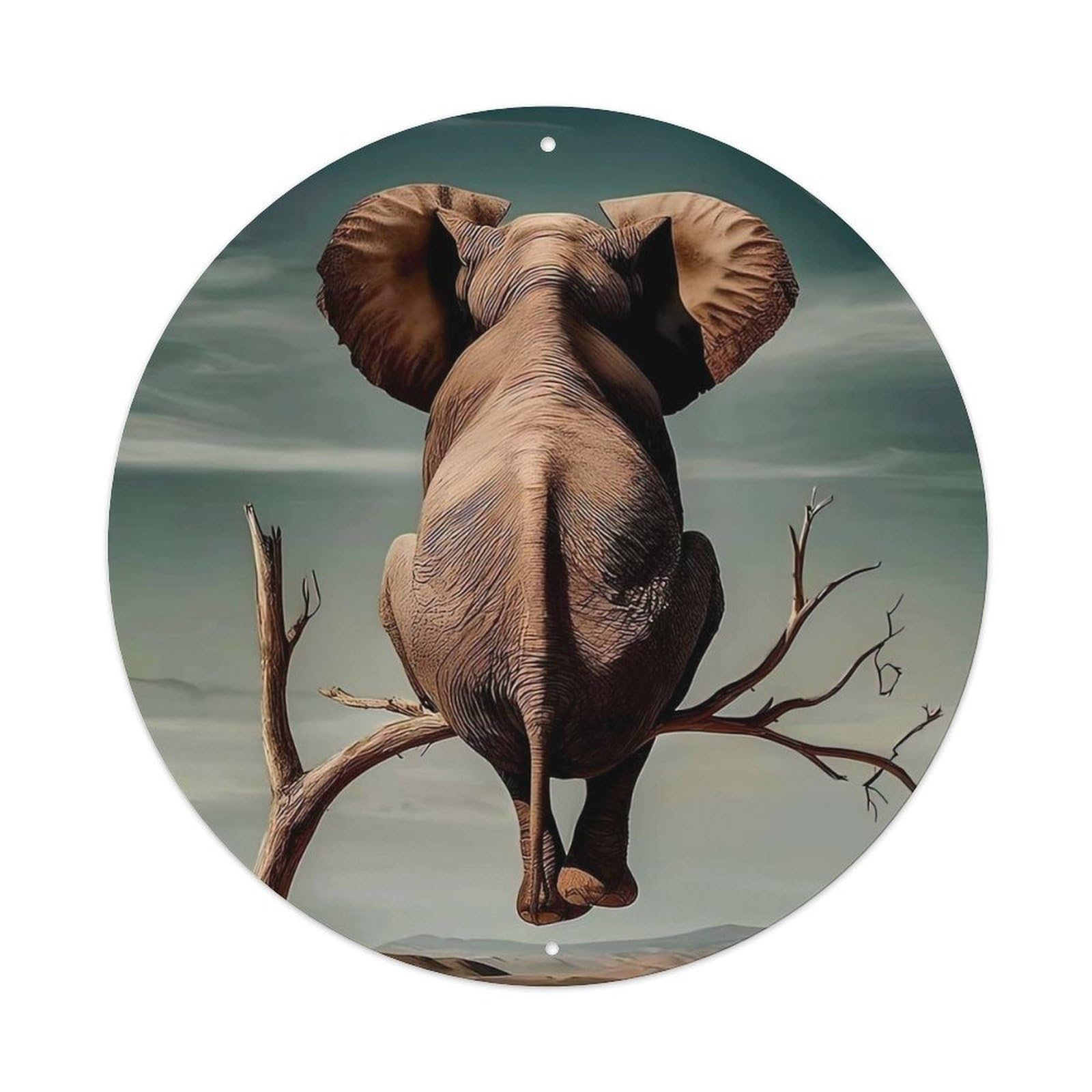 Animal Artwork Elephant in The Tree Metal Tin Sign