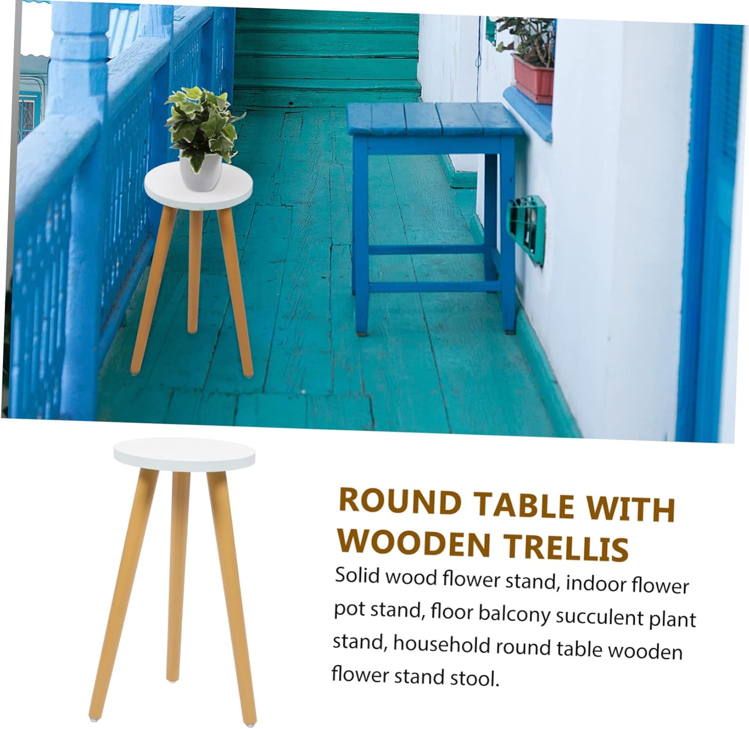 1Pc Wooden Plant Stand Wood Flower Pot Holder for Use Elegant Display Stool for Balcony Patio Home Decor Durable and Stylish Design