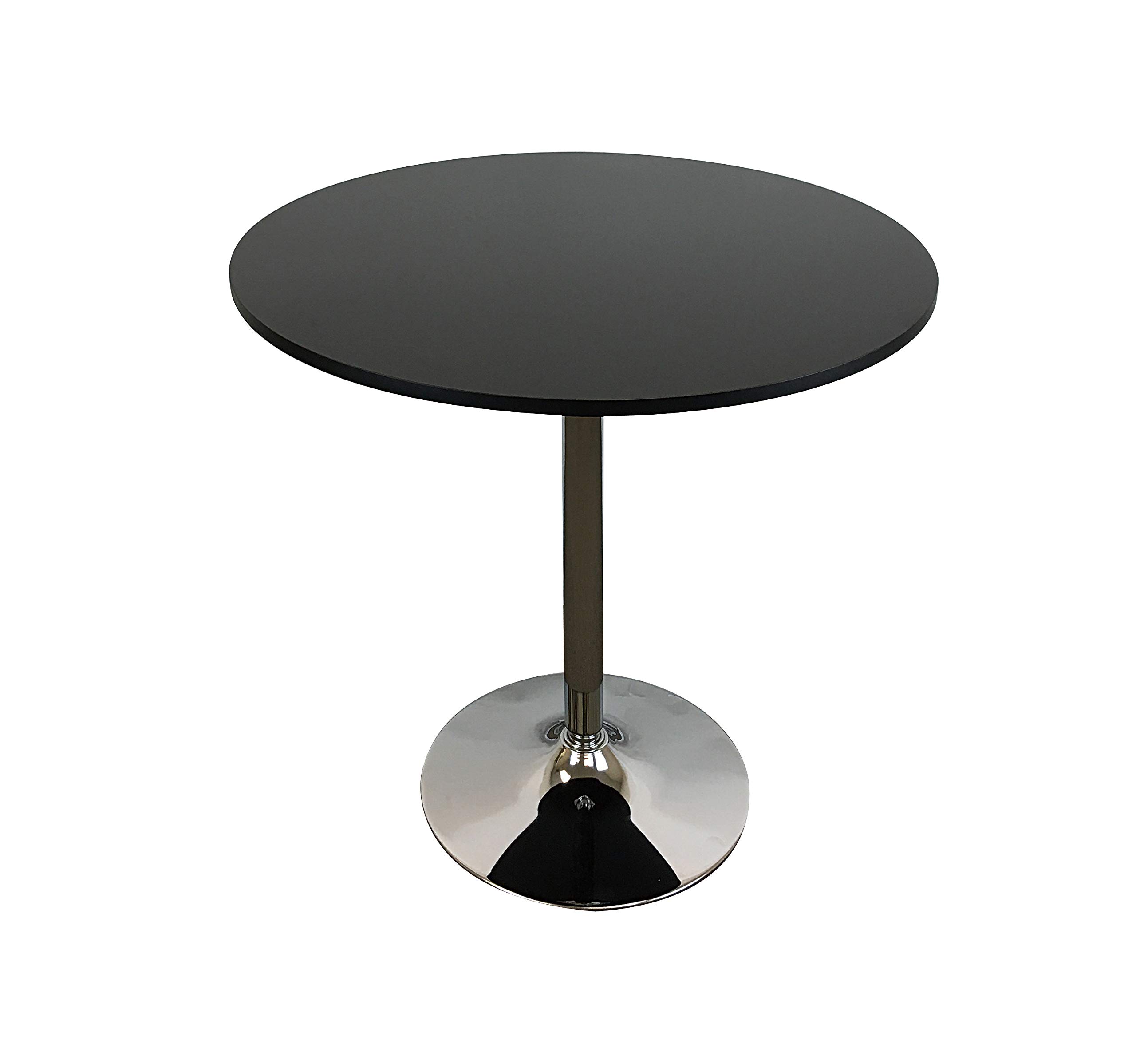 Neos Modern Furniture Round Wood Top Chrome Base Dining Table, 35.5", Black
