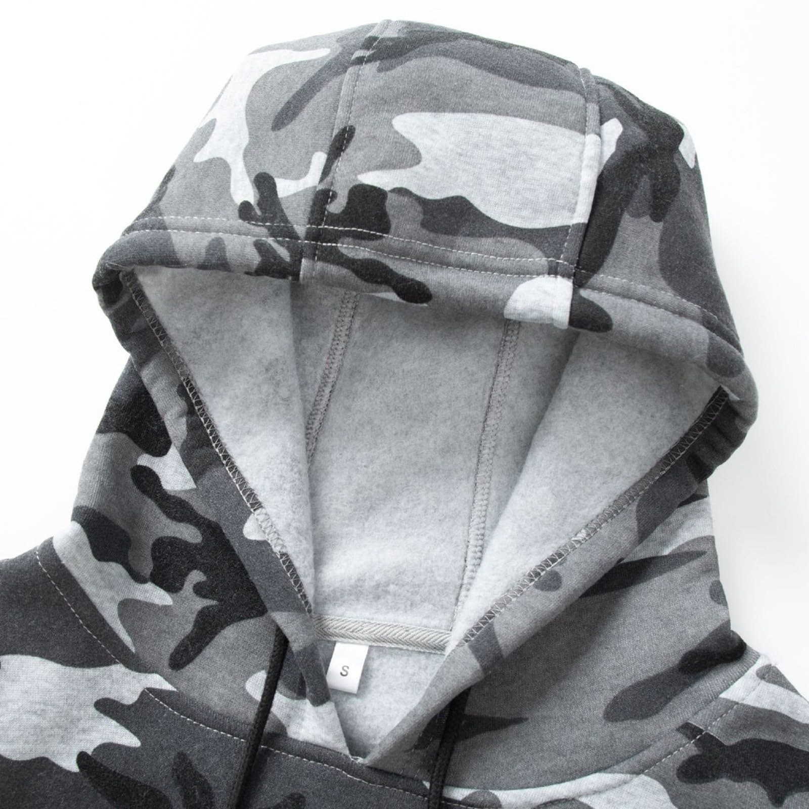 Generisch Tuta da uomo mimetica, 2 pezzi, oversize, con cappuccio e pantaloni sportivi, set da uomo, con tasche e pantaloni da jogging, tracksuit fitness per il tempo libero sport
