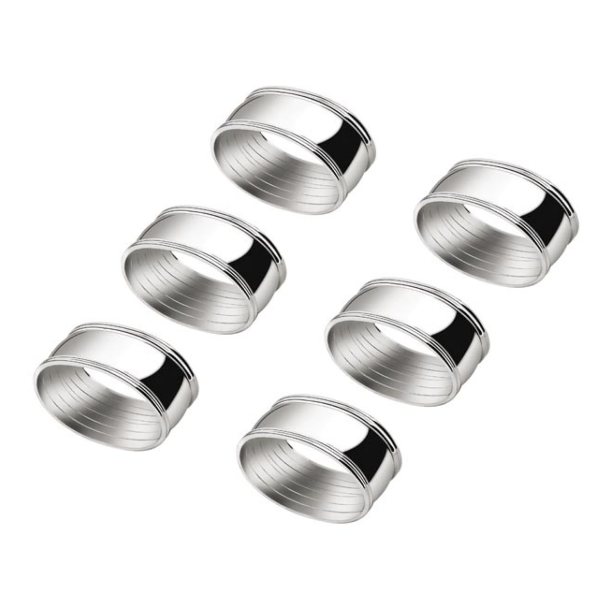 Stoffserviettenring oval 6er-Set 5,5x4,2cm versilbert, Silber
