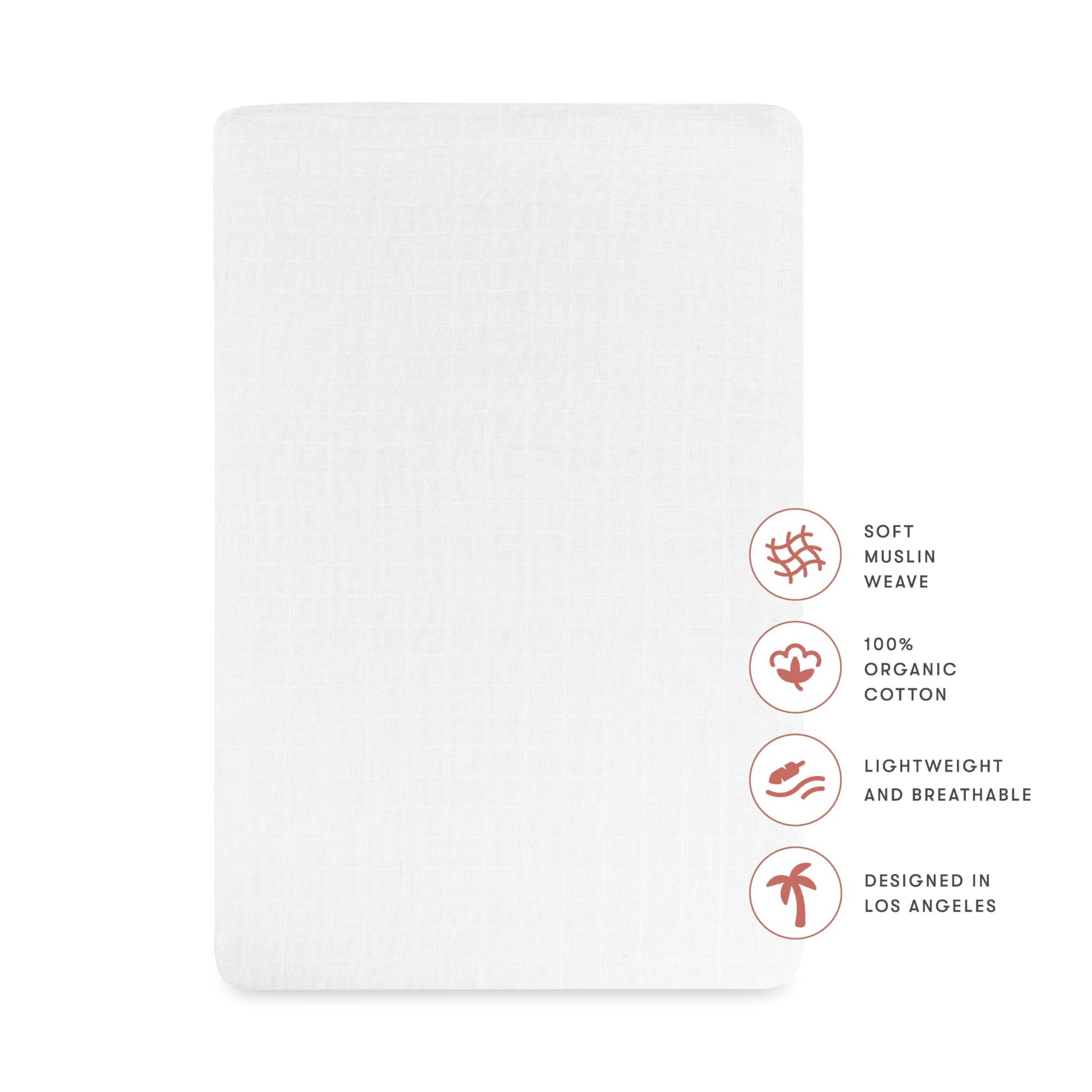 Babyletto Sábanas de Muselina para moisés de bebé para niñas y niños, Funda de Cuna de algodón orgánico Transpirable Certificado Gots, sábanas rectangulares para moisés para bebé, sábanas bajeras de