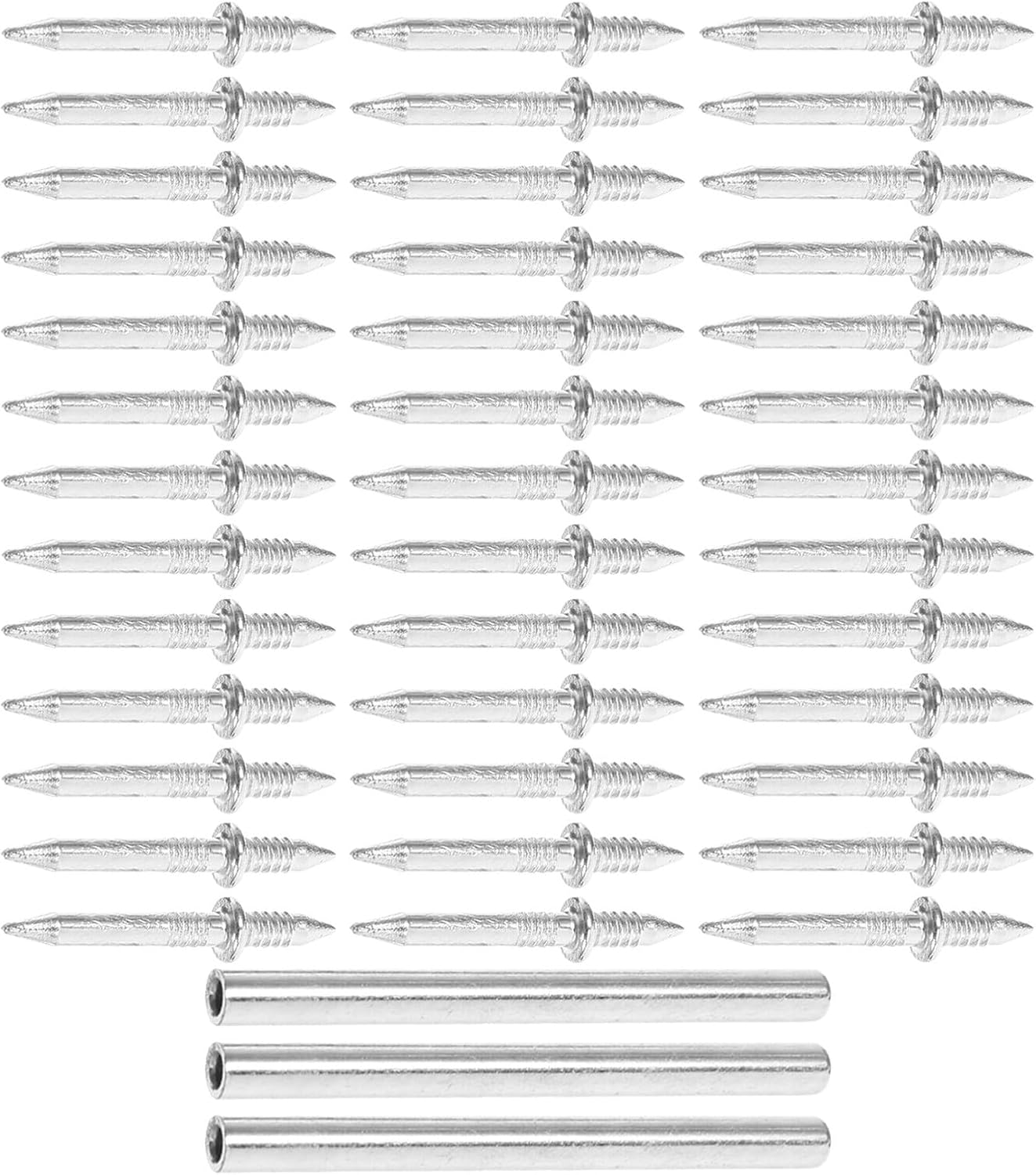 Outanaya Invisible Double Head Nails for Baseboard, Threaded Security Screws with Installation Sleeve Tool, Seamless Invisible Skirting Fasteners for Acoustic Panels and Furniture, 303 Pcs