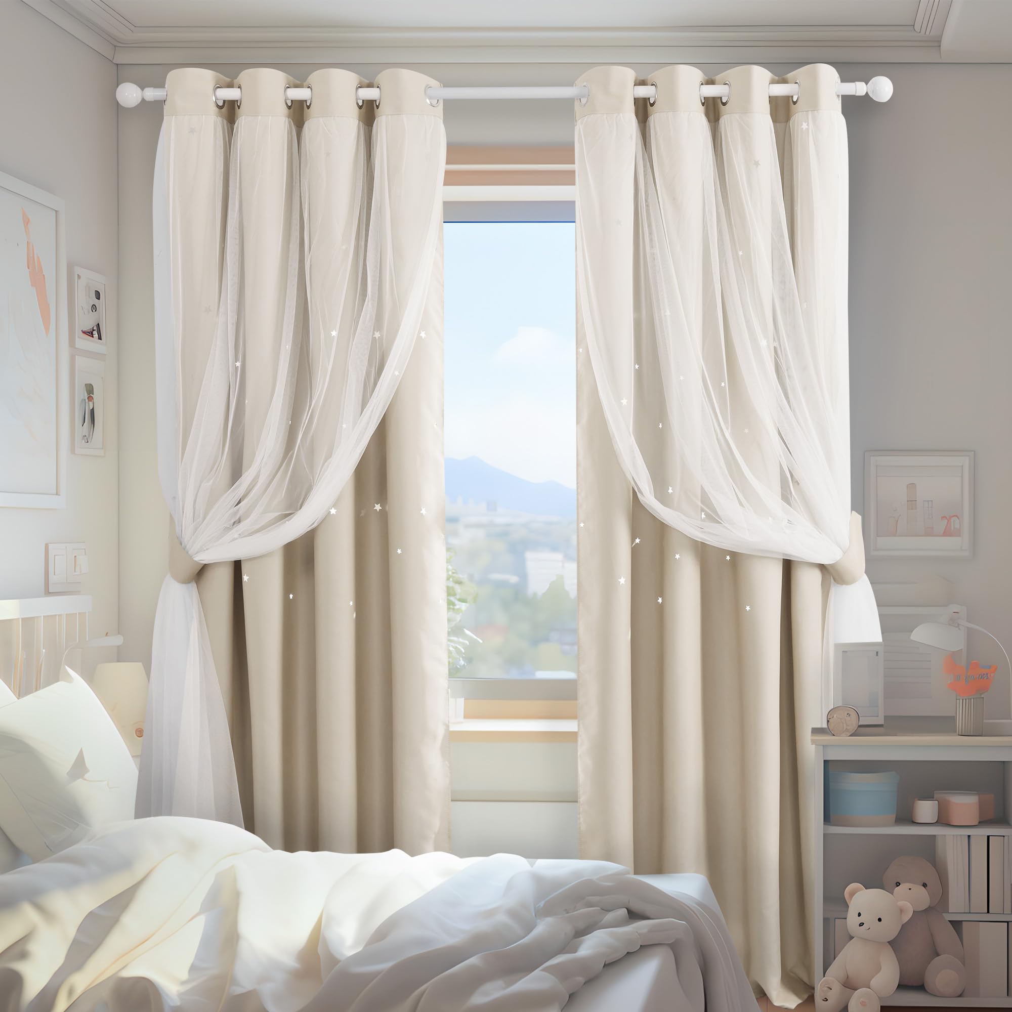 Deconovo Tende Oscuranti Termiche 140x240 cm, 2 Pezzi, Cachi Chiaro
