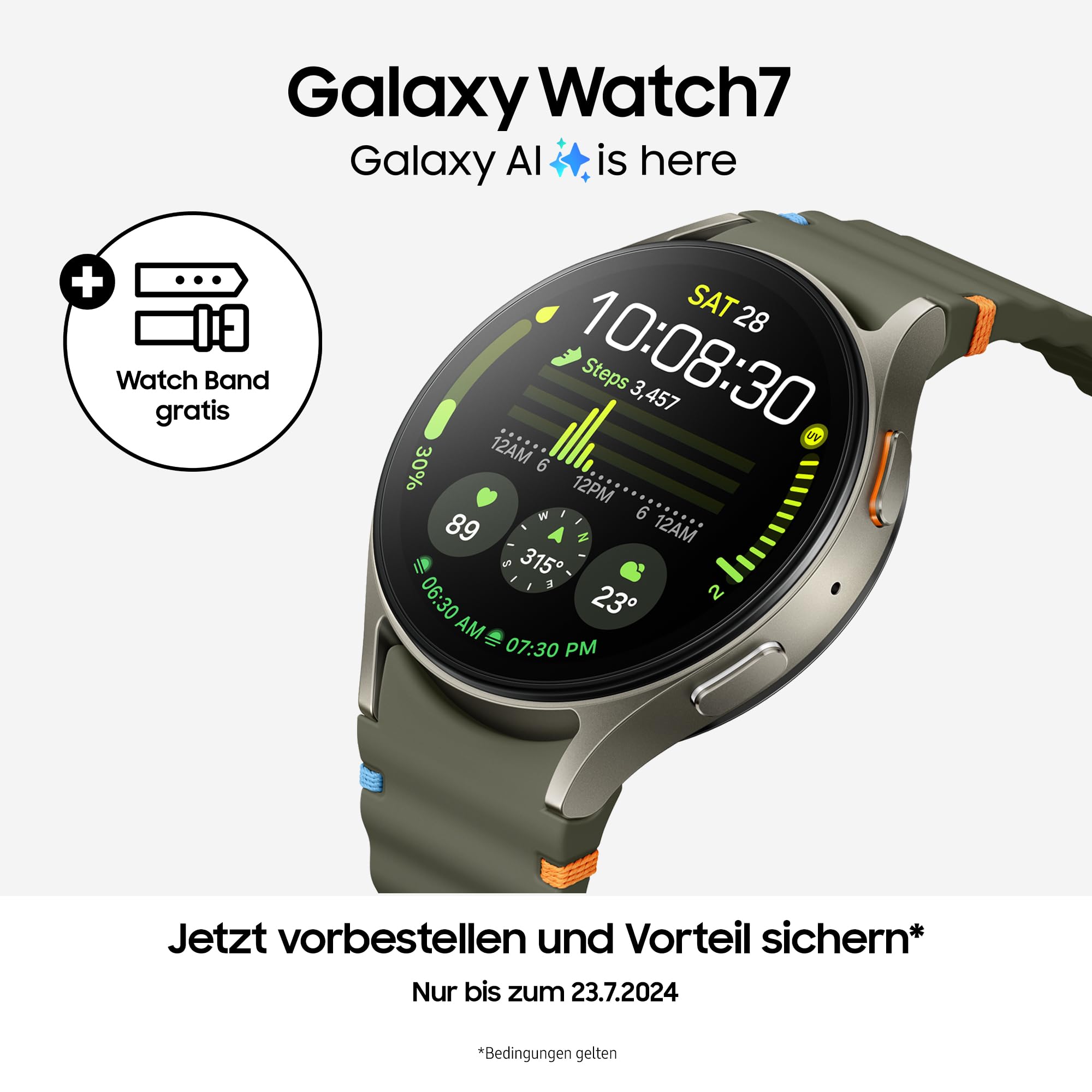Samsung Galaxy Watch7 - Reloj Inteligente de Fitness (40 mm, Bluetooth, Incluye 36 Meses de garantía), Color Verde