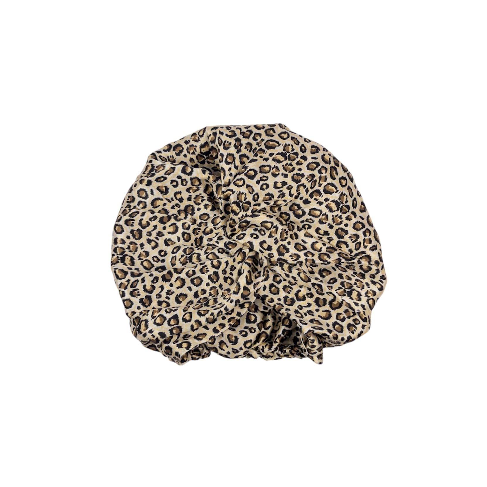 Jasmine Silk Women's Leopard Print Pure Mulberry Silk Turban Hat Sleep Cap Bonnet (Leopard Print)