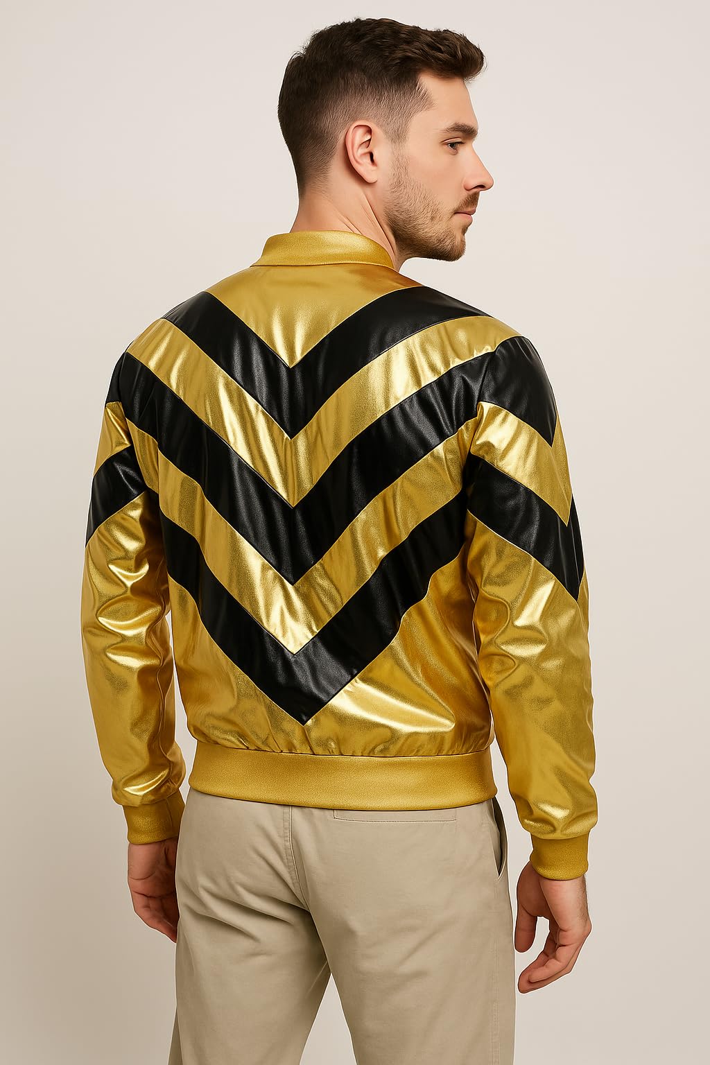 CHARMINE CHAYA Buy Dance gold jacket for MENS | PRIMIUM HIGH-SHINE METALLIC DISCO FABRIC | eye-catching look |SUTABLE for collage Dance PROGRAME | Most Selling Product (IN, Alpha, XL, GOLD) 1