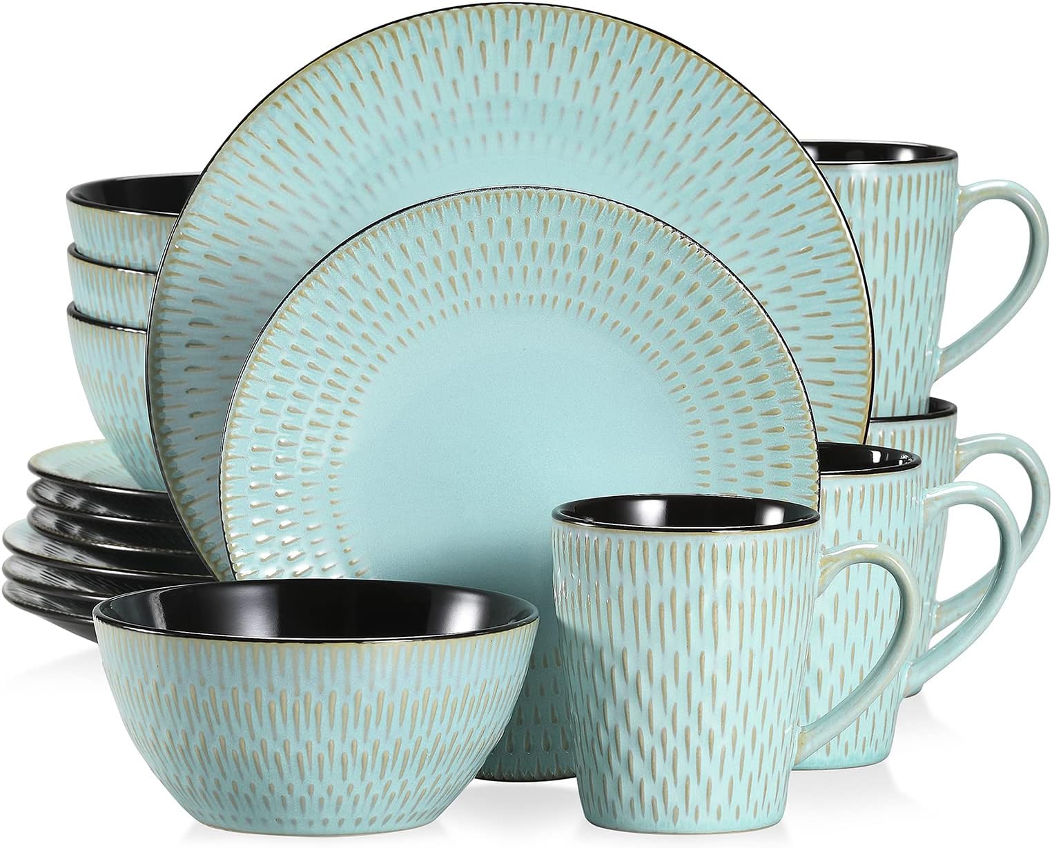 MÄSER Metallic Rim, Modernes Geschirr Set für 4 Personen mit